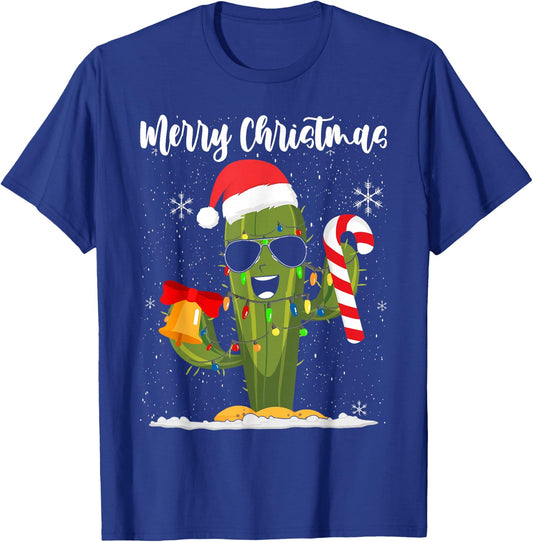 Merry Christmas Santa Cactus Succulent Plant Lover Xmas T-Shirt - T-Shirt | Royal