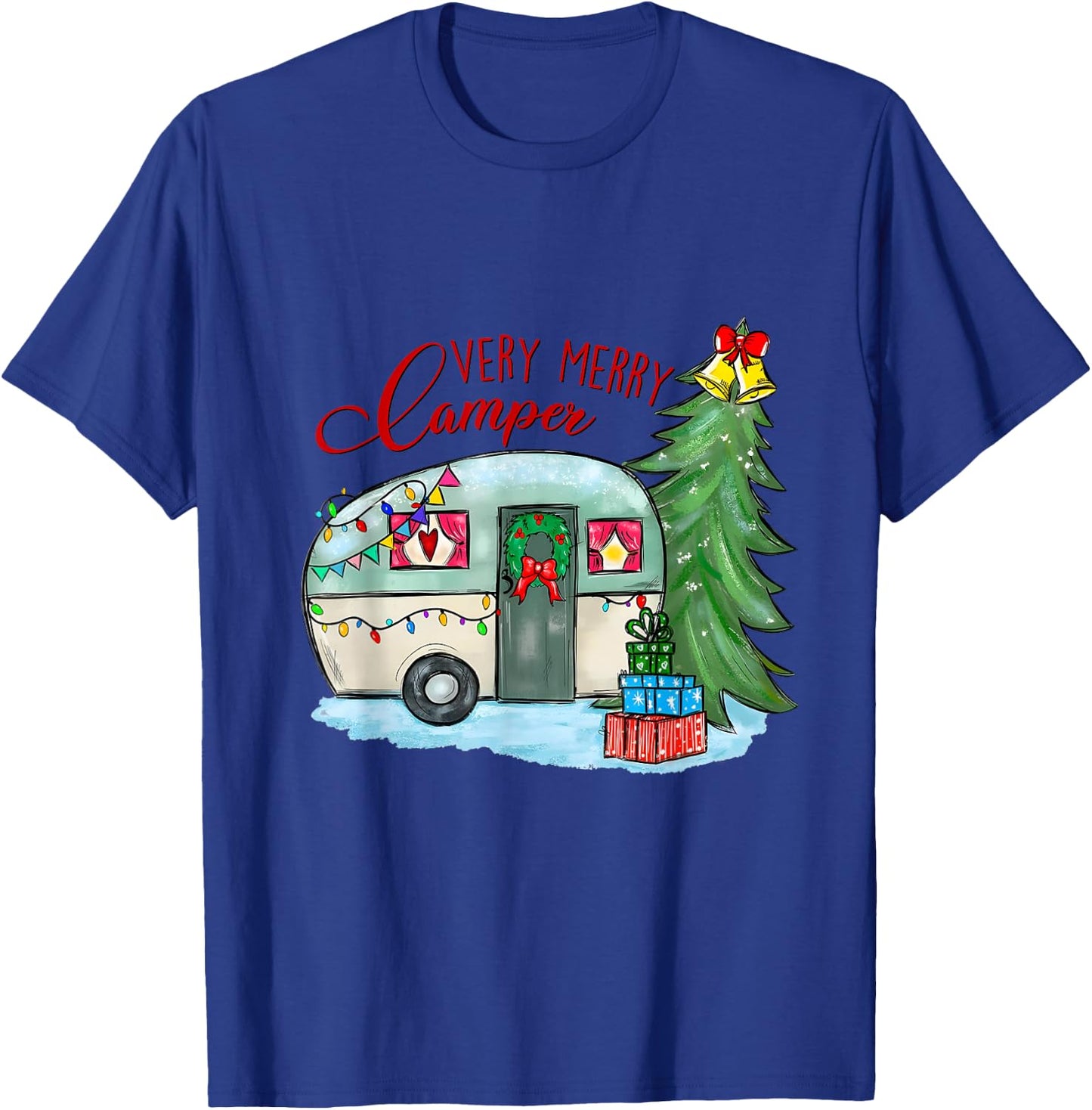 Very Merry Camper Christmas Santa Camper Camping Truck Xmas T-Shirt - T-Shirt | Royal