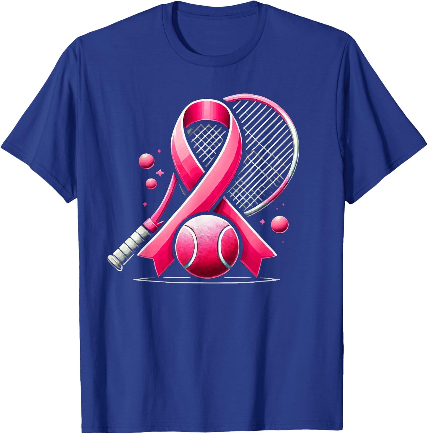 Tennis Breast Cancer Awareness Month Pink Ribbon T-Shirt - T-Shirt | Royal