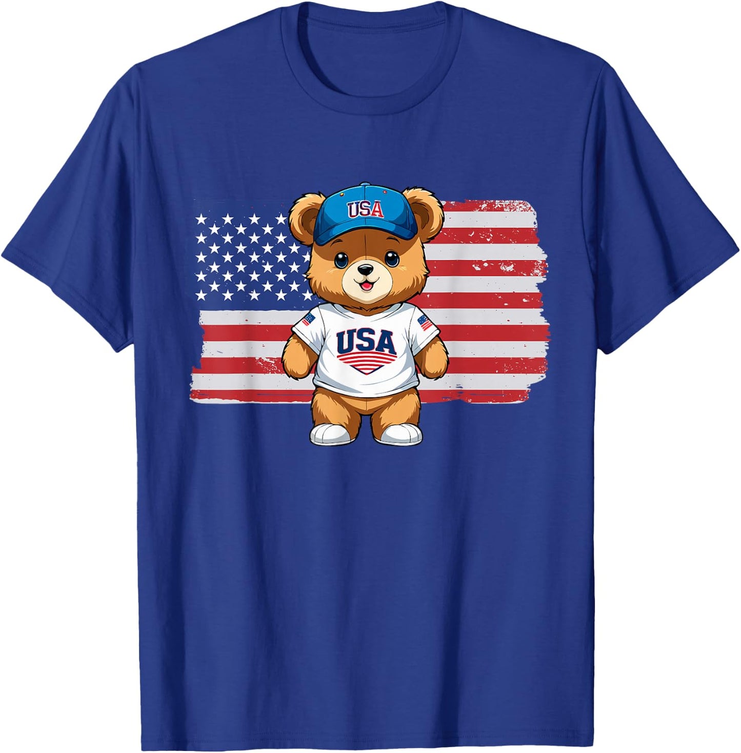 America US Flag Teddy Bear Patriot T-Shirt - T-Shirt | Royal