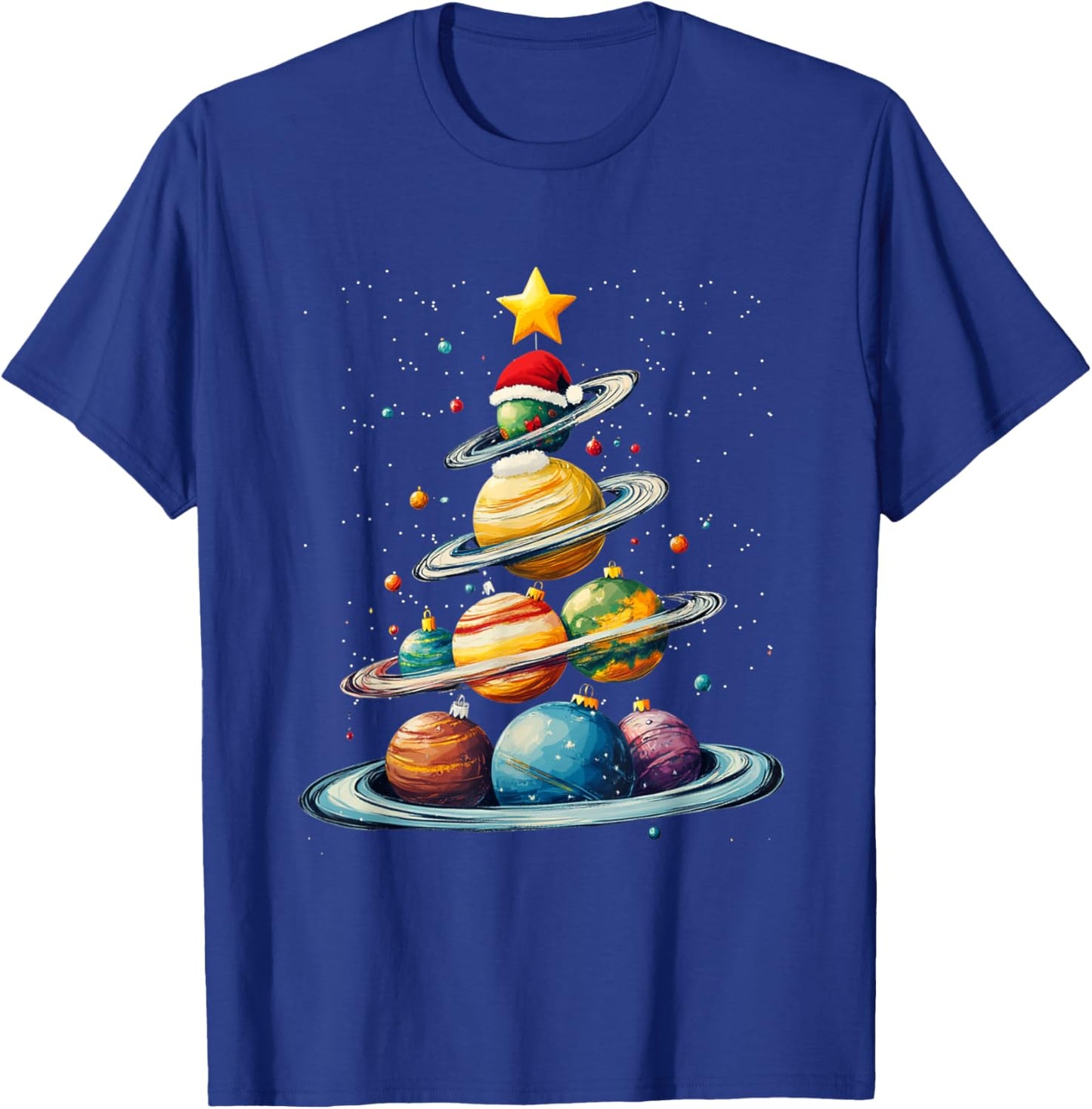 Funny Solar System Planets Christmas Tree Space Pajama Squad T-Shirt - T-Shirt | Royal