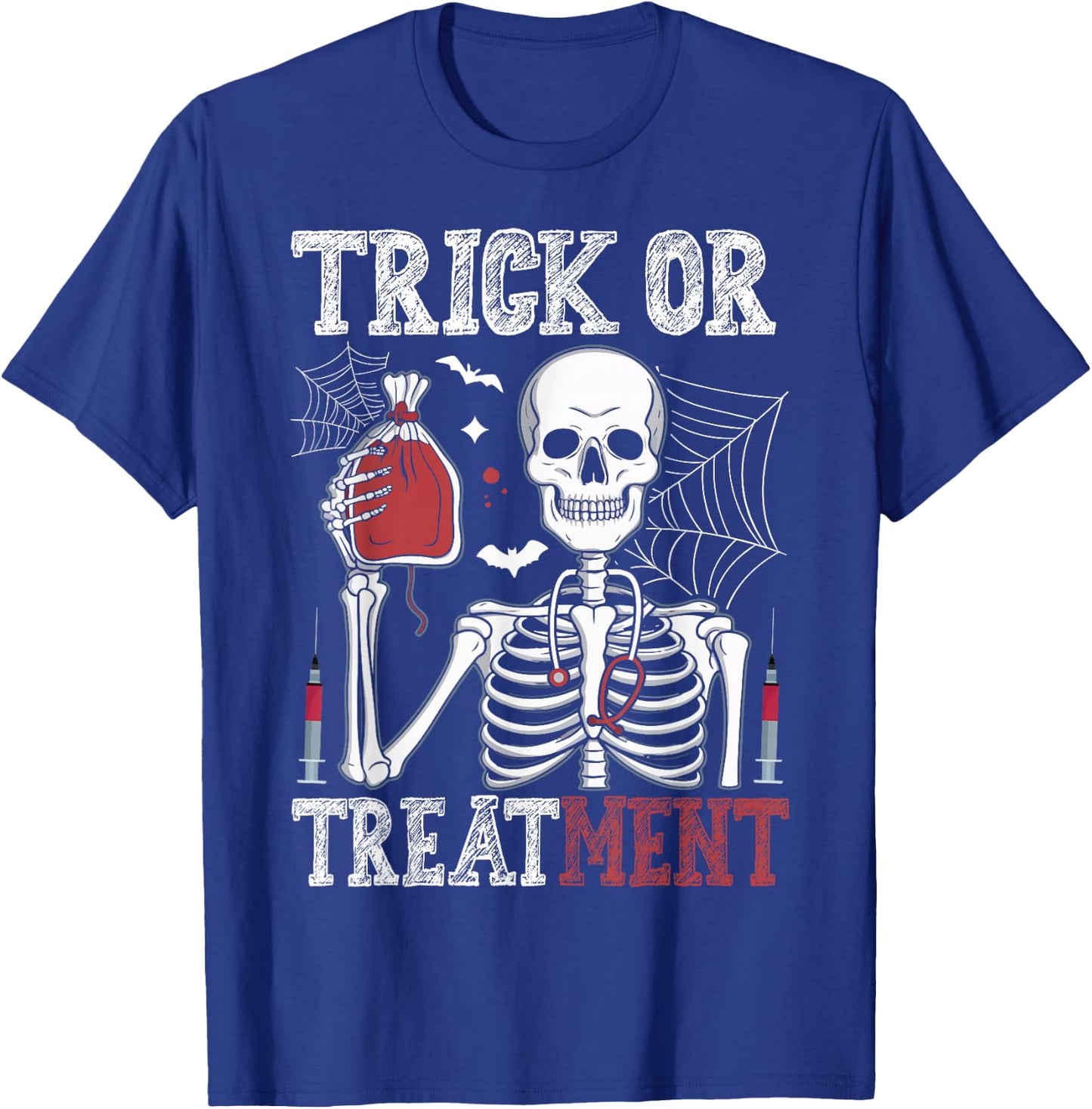 Trick Or Treatment Skeleton Doctor Halloween T-Shirt - T-Shirt | Royal
