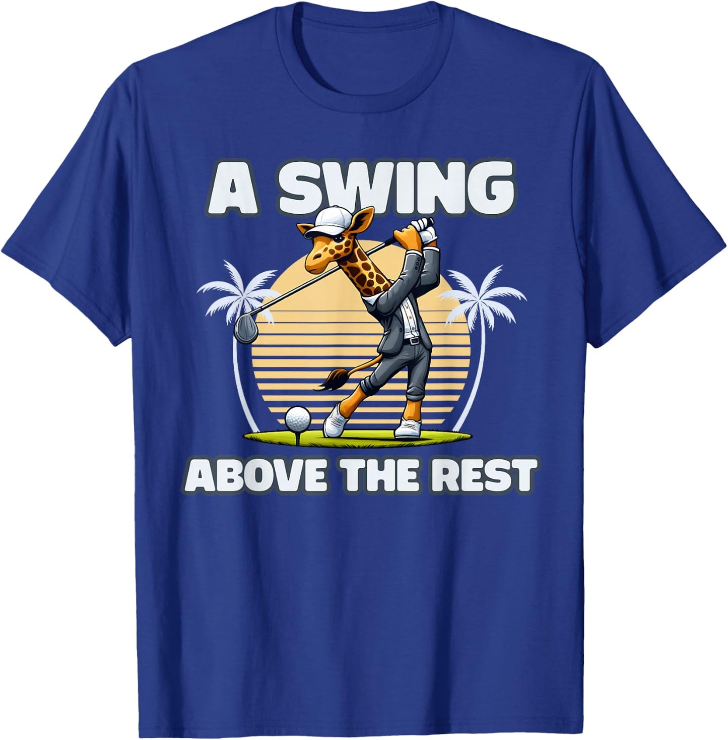 Giraffe Playing Golf Funny Animal Golfer Giraffe Golfing T-Shirt - T-Shirt | Royal