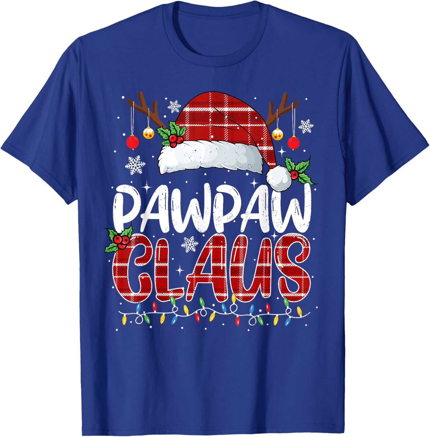 Pawpaw Claus Christmas Lights Pajama Family Matching T-Shirt - T-Shirt | Royal