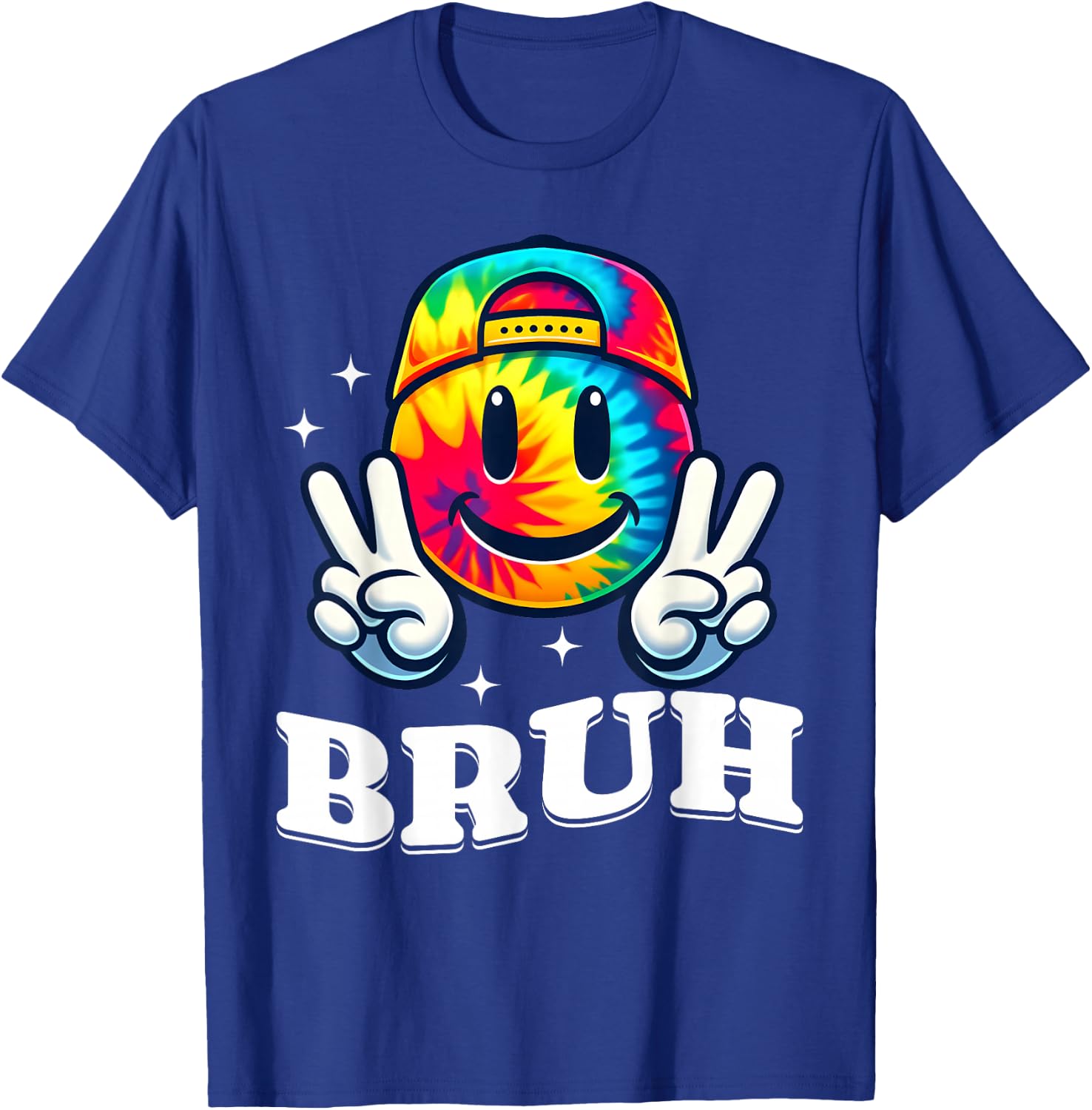 Peace Bruh For Girls Kids Boys Tie Dye Retro Groovy Birthday T-Shirt - T-Shirt | Royal