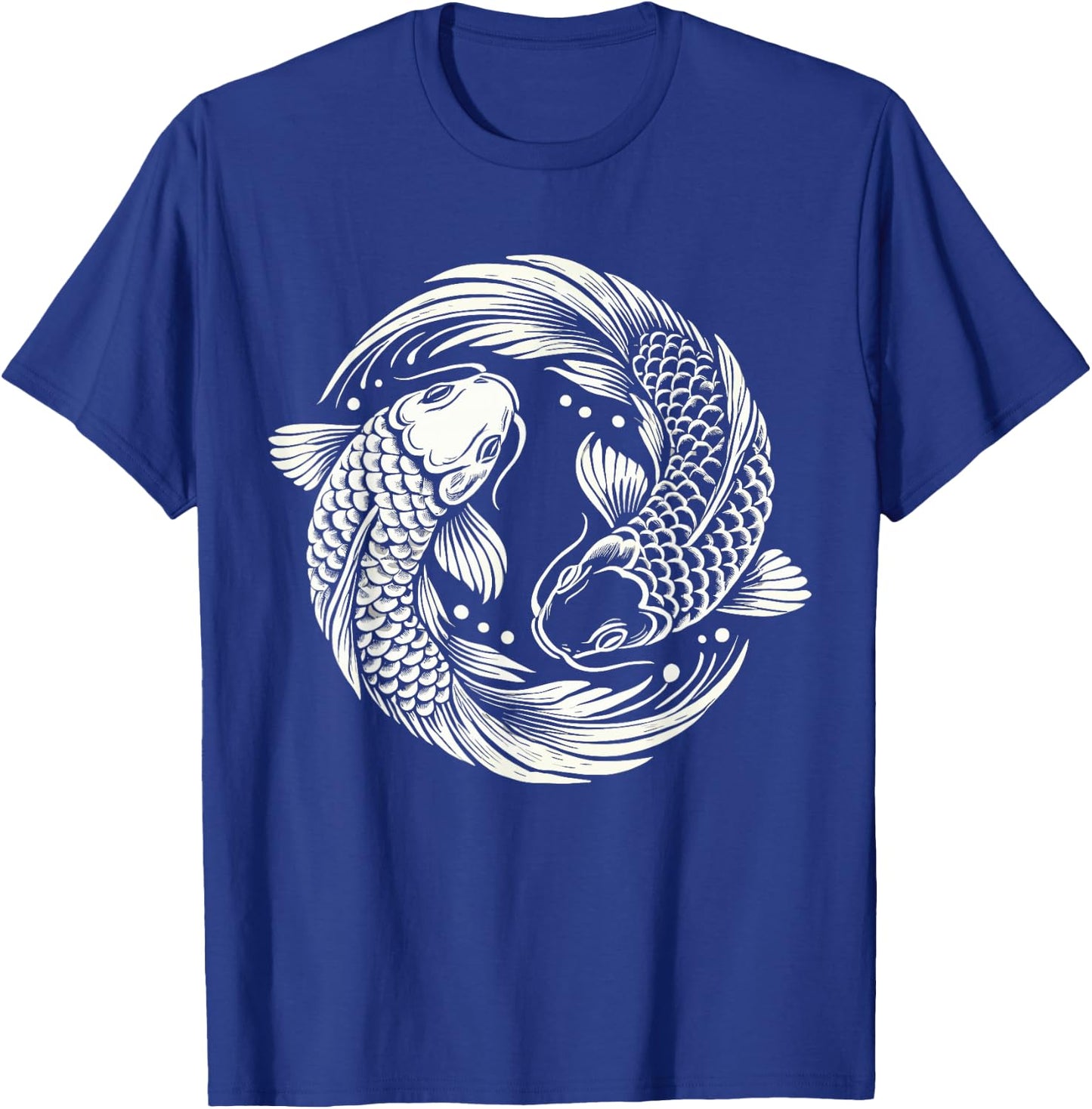 Retro Yin And Yang Japanese Koi Fish T-Shirt - T-Shirt | Royal