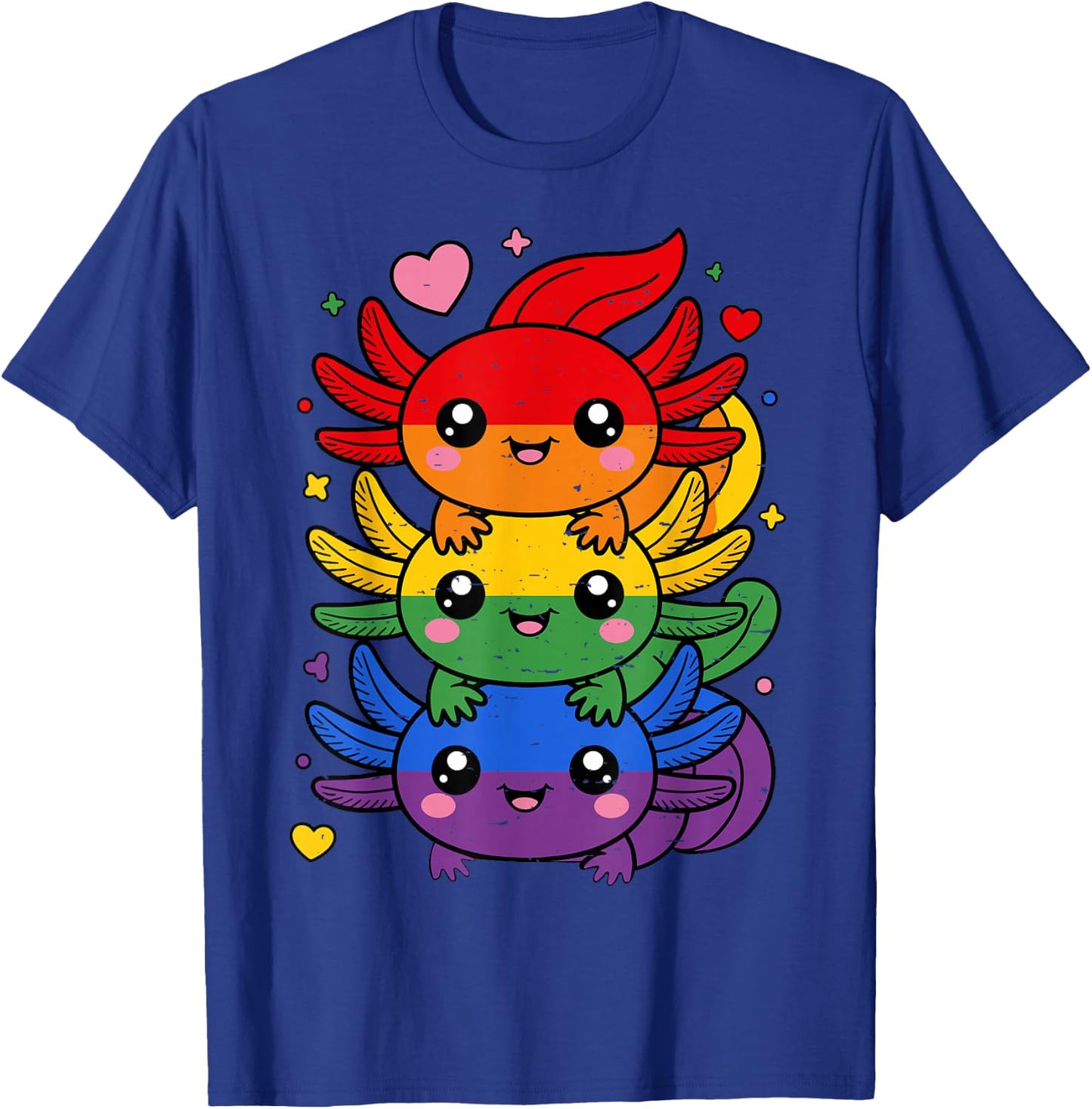 LGBT Axolotl Pile Rainbow Flag LGBTQ Gay Pride Month T-Shirt - T-Shirt | Royal