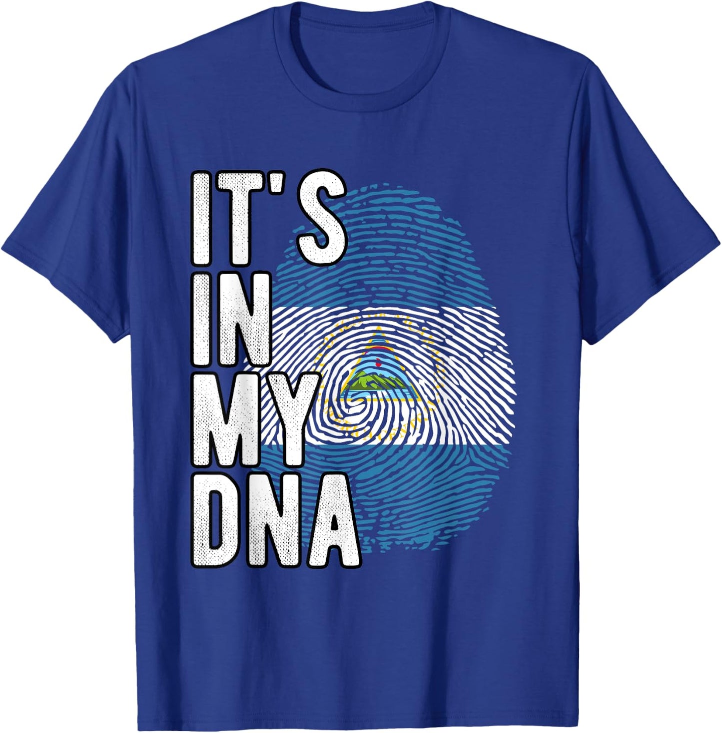Funny it's in my DNA Nicaragua flag Fingerprint T-Shirt - T-Shirt | Royal