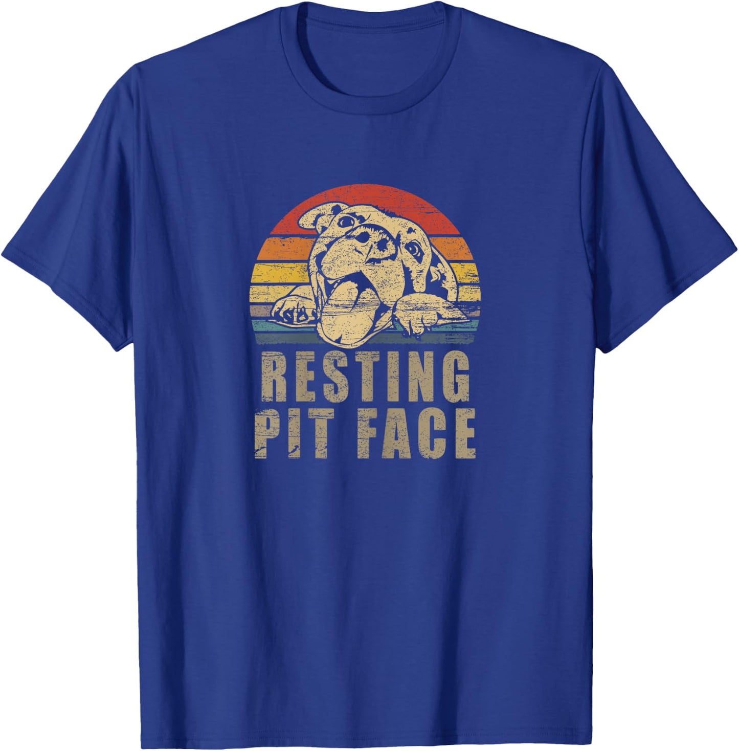 Pitbull Love - Retro Vintage Resting Pit Face Pitbull Mom T-Shirt - T-Shirt | Royal