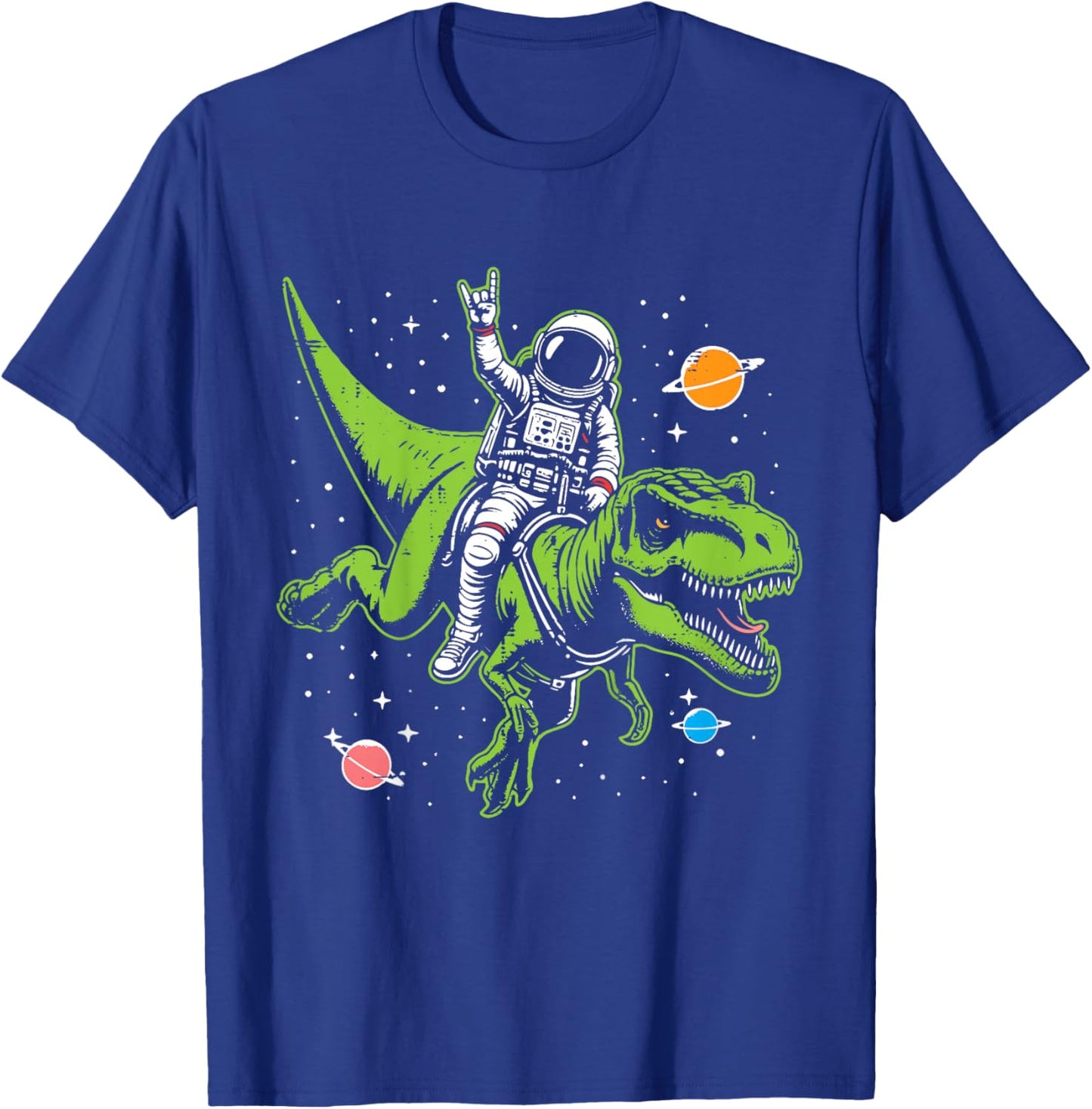 Kids Astronaut On Dino Trex Rock Space Rocker Boys Kids Toddler T-Shirt - T-Shirt | Royal