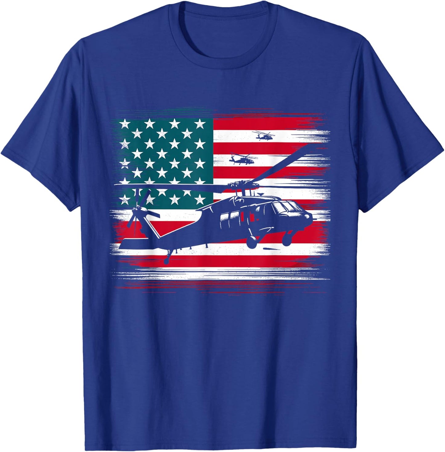 Helicopter USA Vintage Flag American Patriotic T-Shirt - T-Shirt | Royal