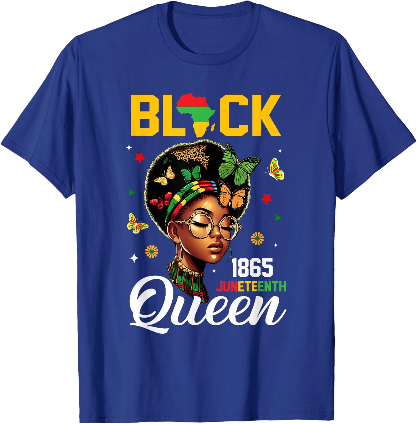 1865 Juneteenth Black Queen June 19th T-Shirt - T-Shirt | Royal