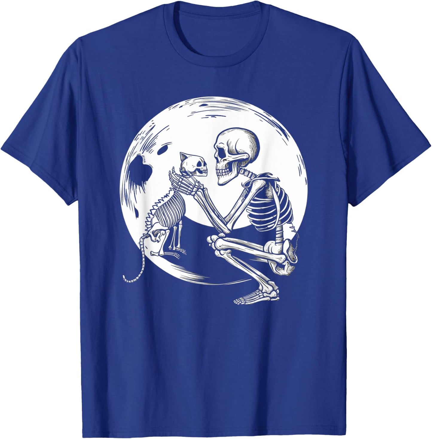 Skeleton Cute Cat Skull Kitty Halloween Men Women Kids T-Shirt - T-Shirt | Royal