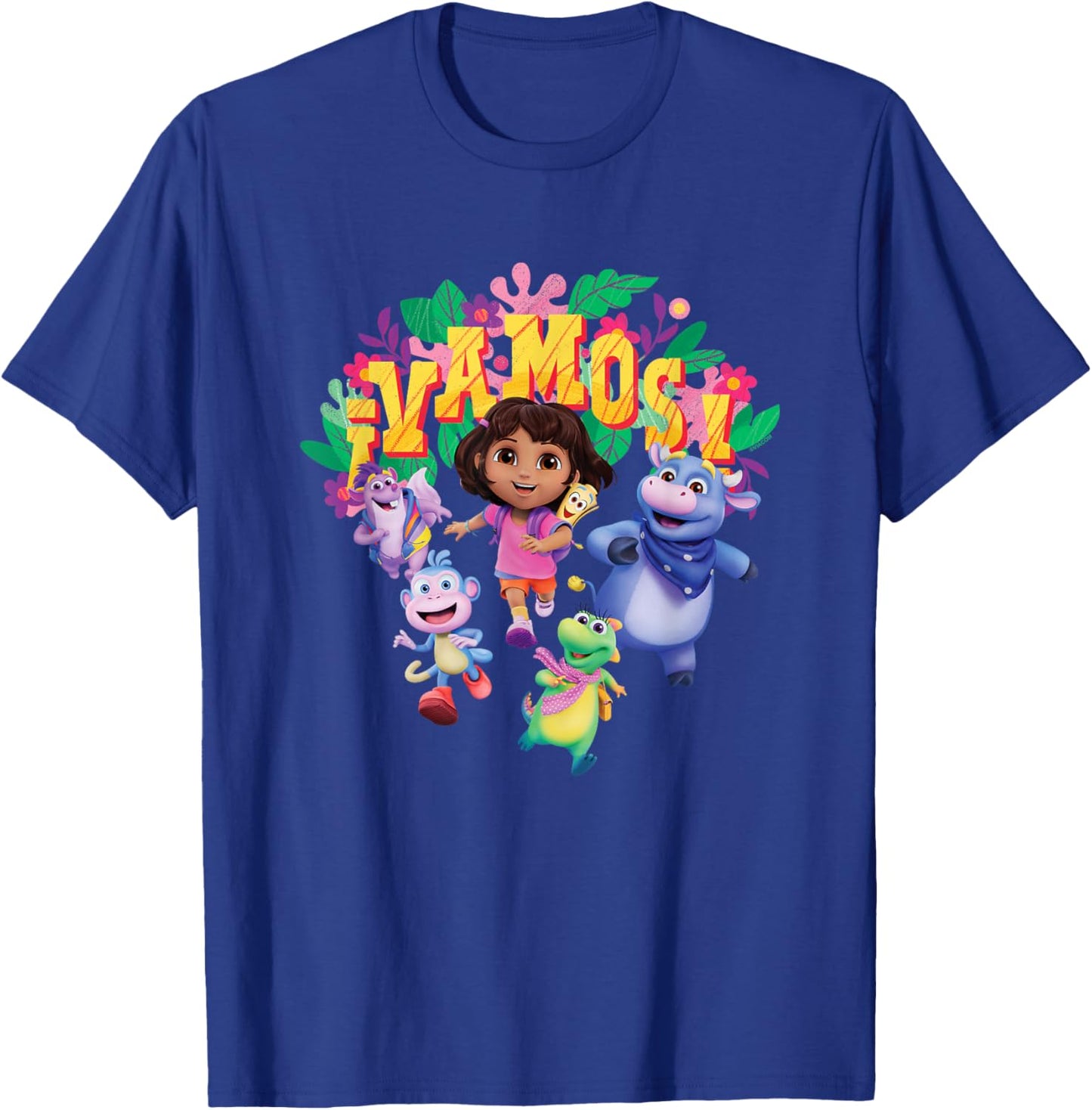 Dora the Explorer ¡Vamos! Group Shot Colourful Chest Logo T-Shirt - T-Shirt | Royal