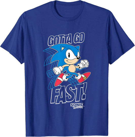 Sonic The Hedgehog Gotta Go Fast! Classic Sonic Retro Shot T-Shirt - T-Shirt | Royal