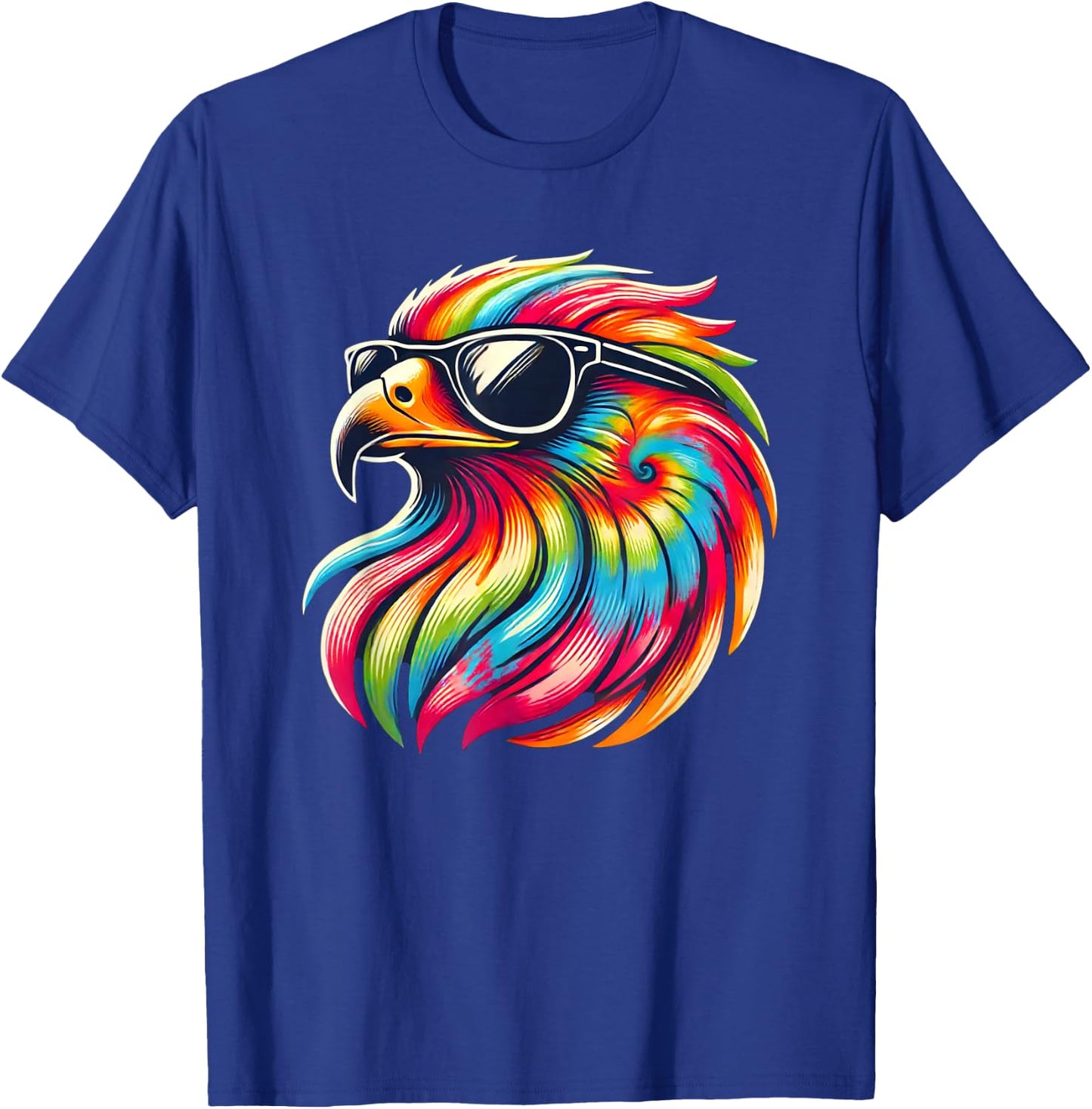 Tie Dye Art Sunglasses Hawk Hawks T-Shirt - T-Shirt | Royal