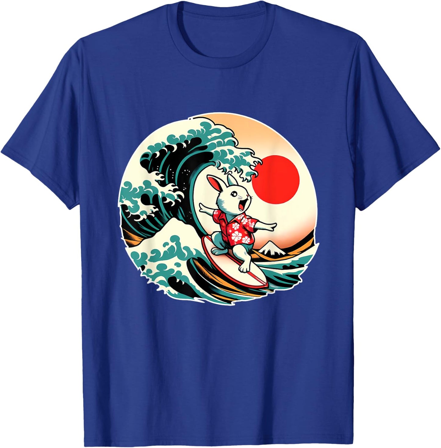 Great Wave Kanagawa Rabbit Surfing T-Shirt - T-Shirt | Royal