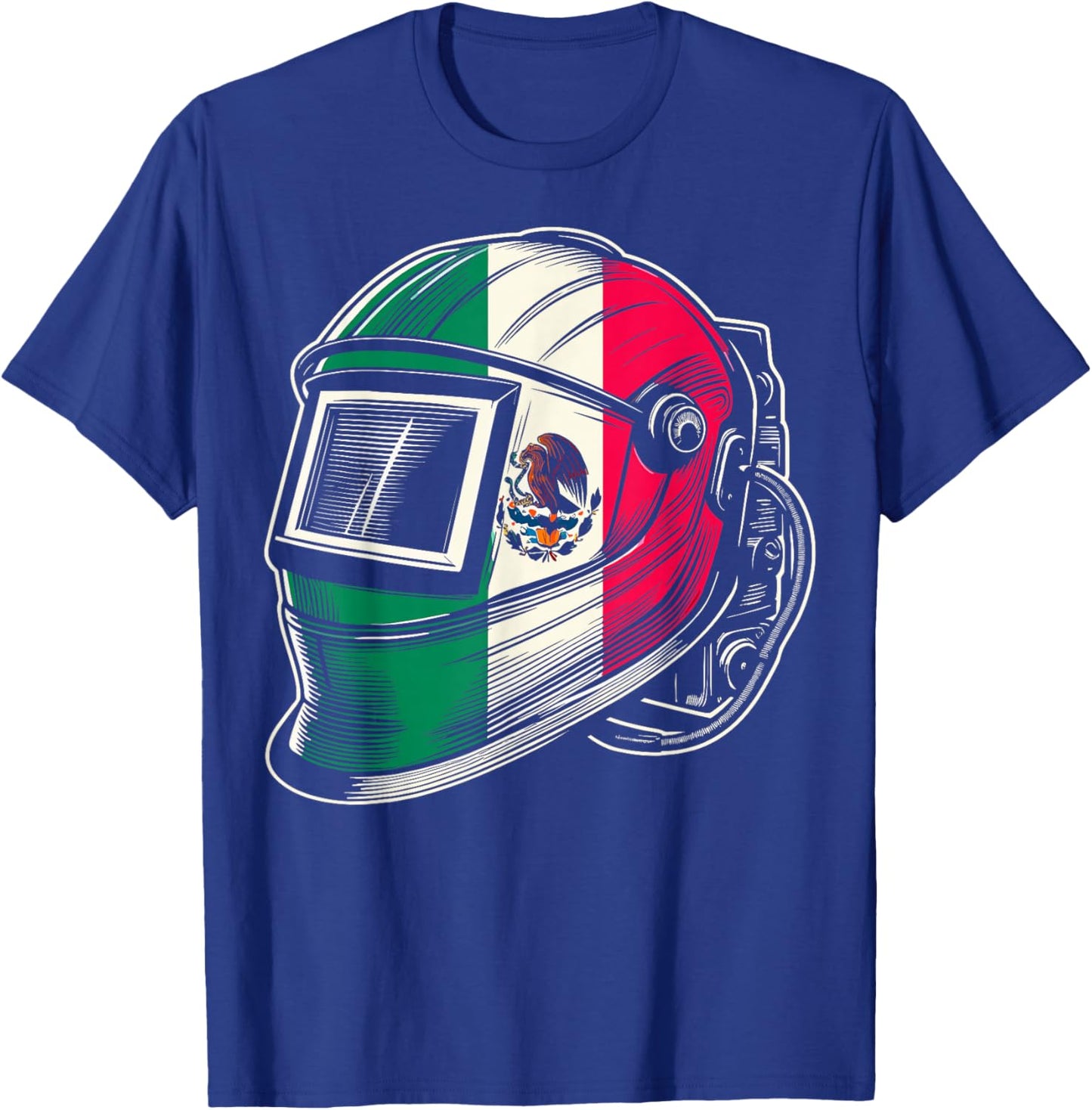 Mexico Flag Pipeliner Welding Hood Distressed Welder T-Shirt - T-Shirt | Royal