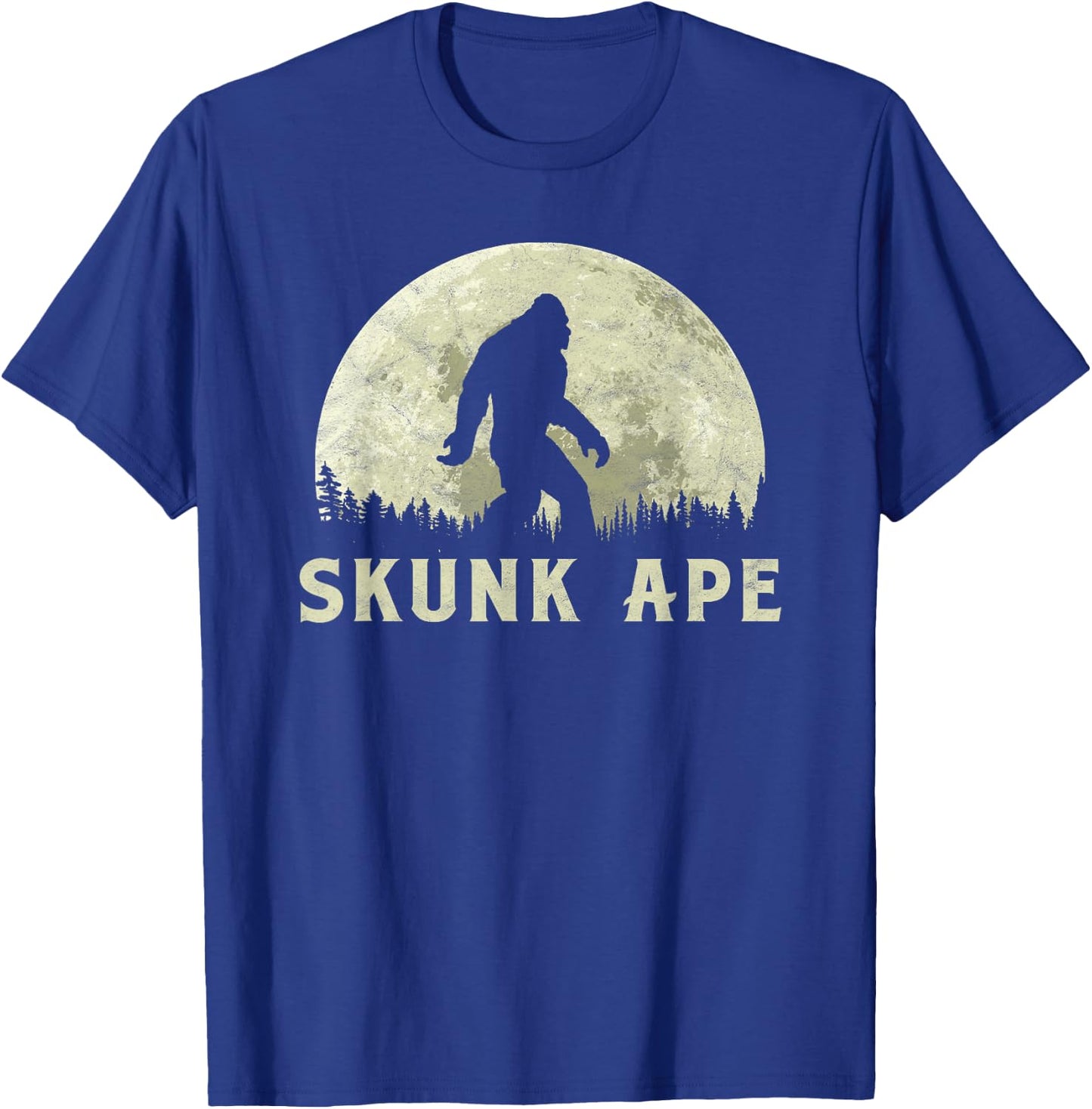 Skunk Ape! Bigfoot Moon Silhouette Retro - Believe! T-Shirt - T-Shirt | Royal