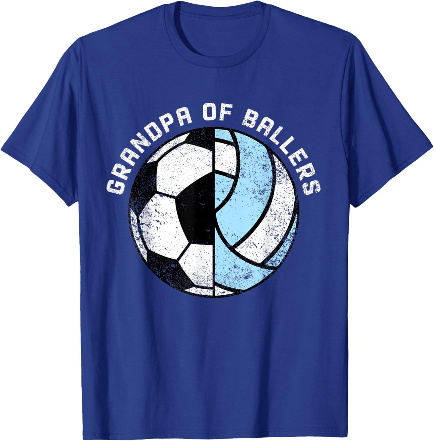 Grandpa Of Ballers Funny Soccer Volleyball Grandpa T-Shirt - T-Shirt | Royal