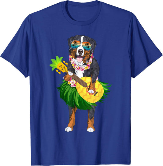 Bernese Mountain Dog & Pineapple Ukulele Summer Vacation Men Women Girls Kids T-Shirt - T-Shirt | Royal