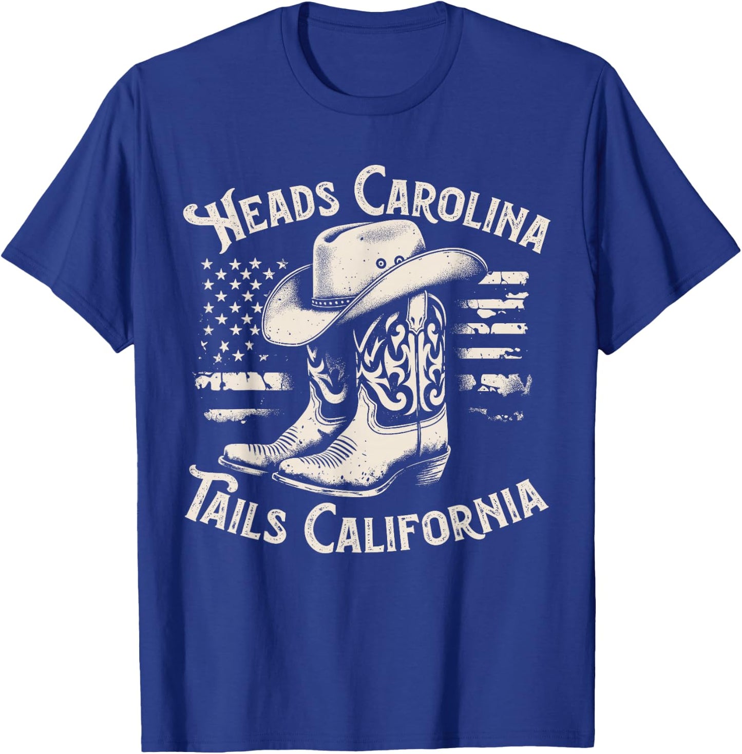 Heads Carolina Tail California Retro Vintage Country T-Shirt - T-Shirt | Royal