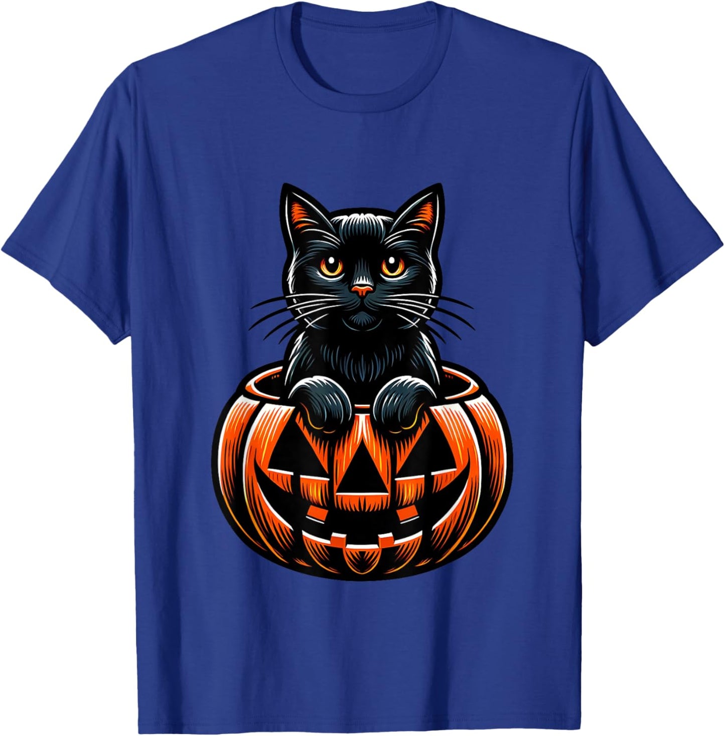 Halloween Pumpkin Cat Funny Halloween T-Shirt - T-Shirt | Royal