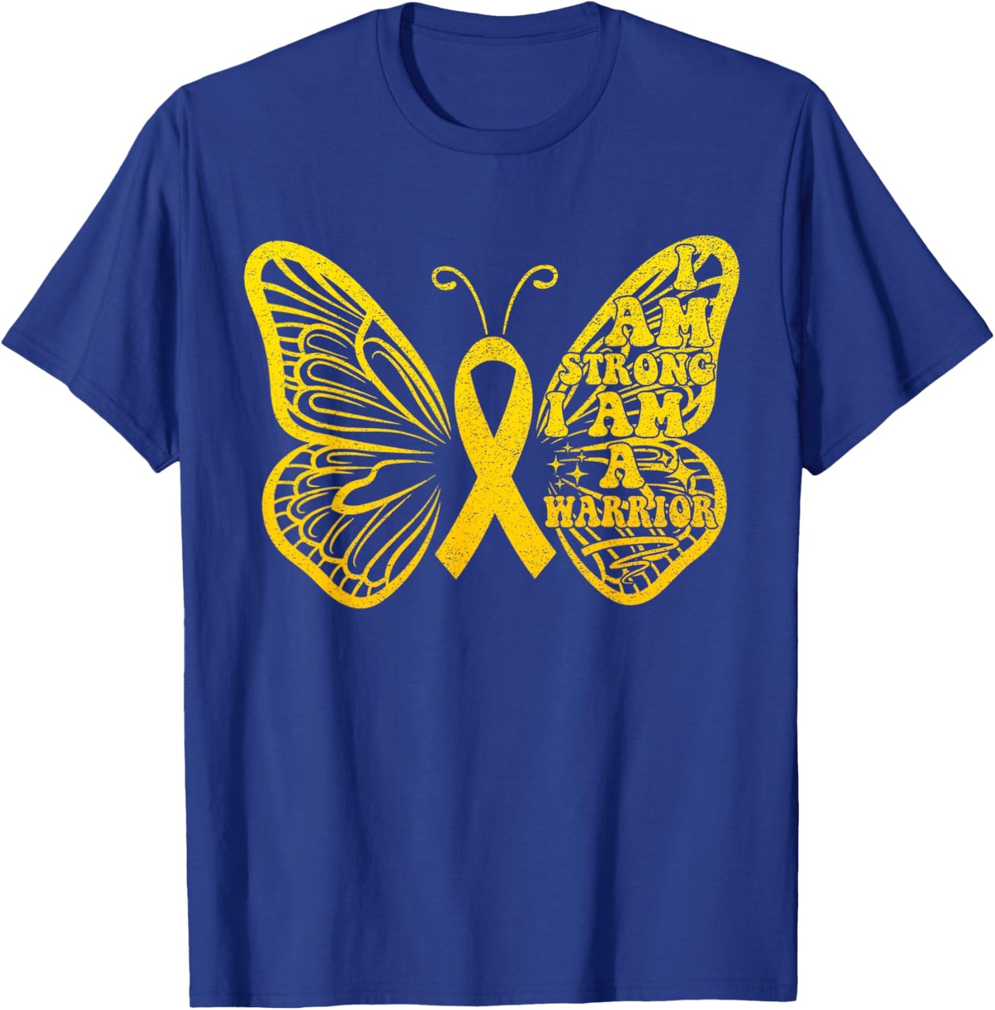 I Am Strong I Am a Warrior Childhood Cancer Awareness T-Shirt - T-Shirt | Royal