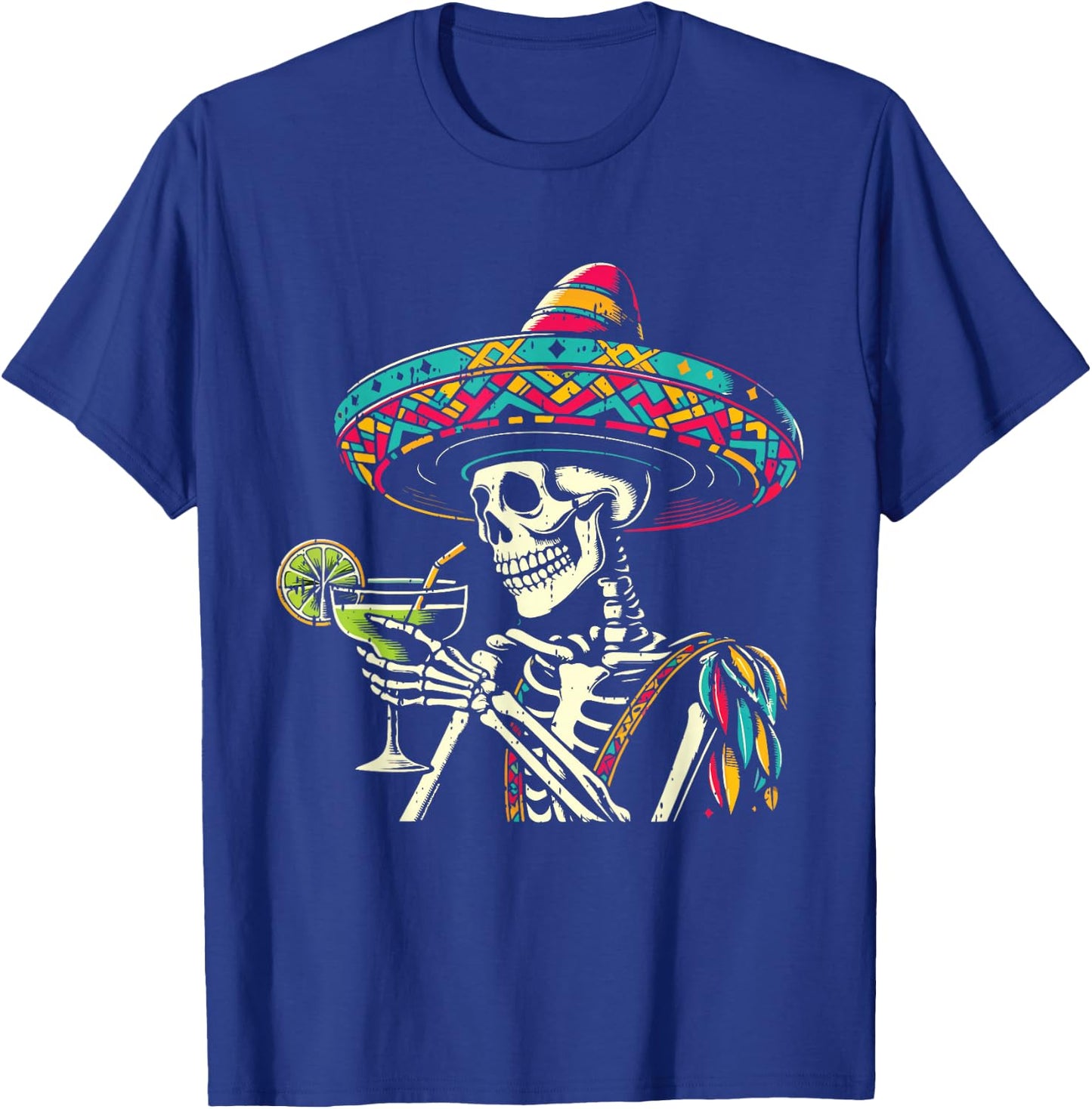 Mexican Skeleton Sombrero Cinco De Mayo Mexican Fiesta Party T-Shirt - T-Shirt | Royal