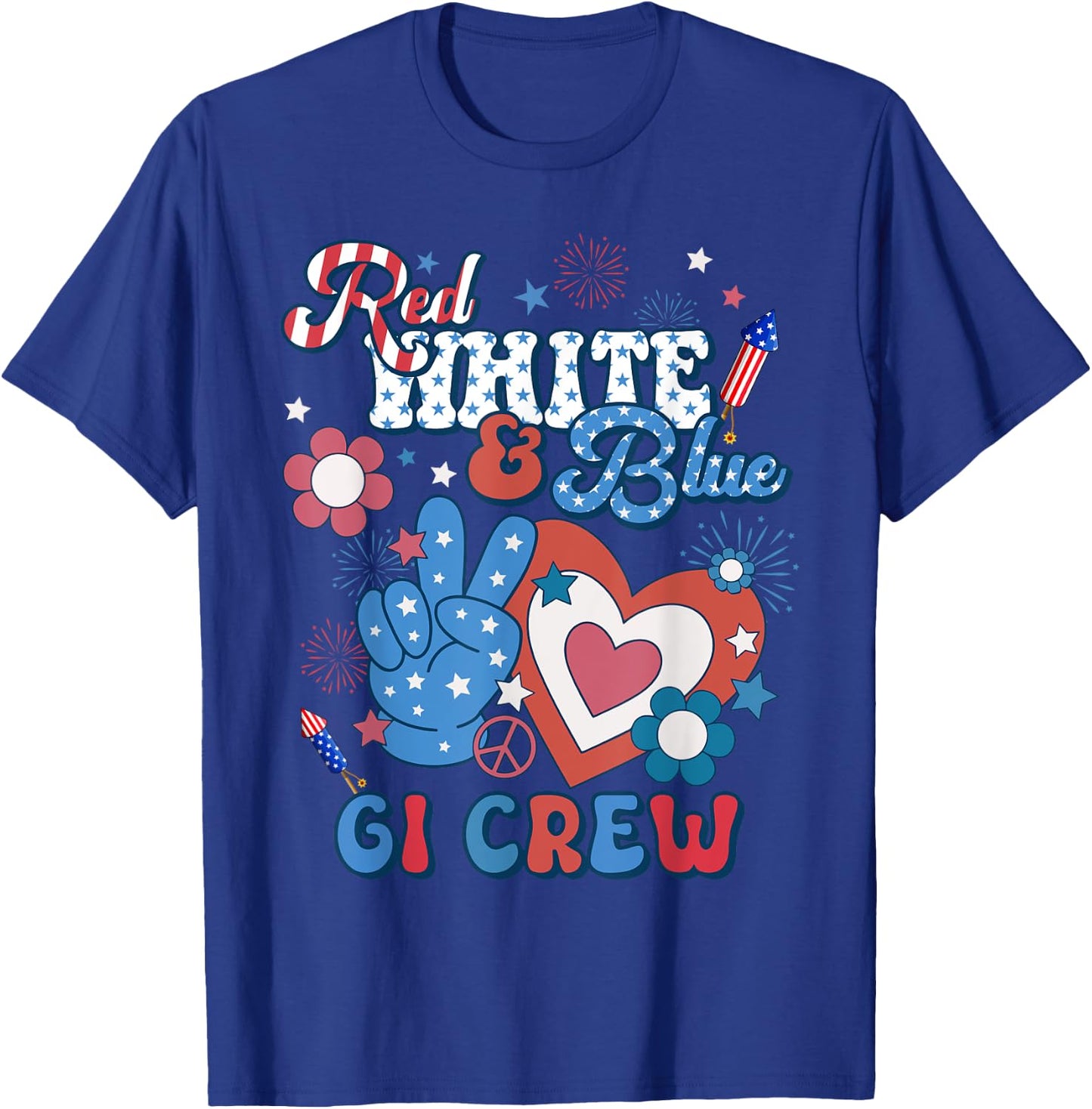 Red White & Blue GI Crew Endoscopy RN Nurse 4th Of July Women Men T-Shirt - T-Shirt | Royal