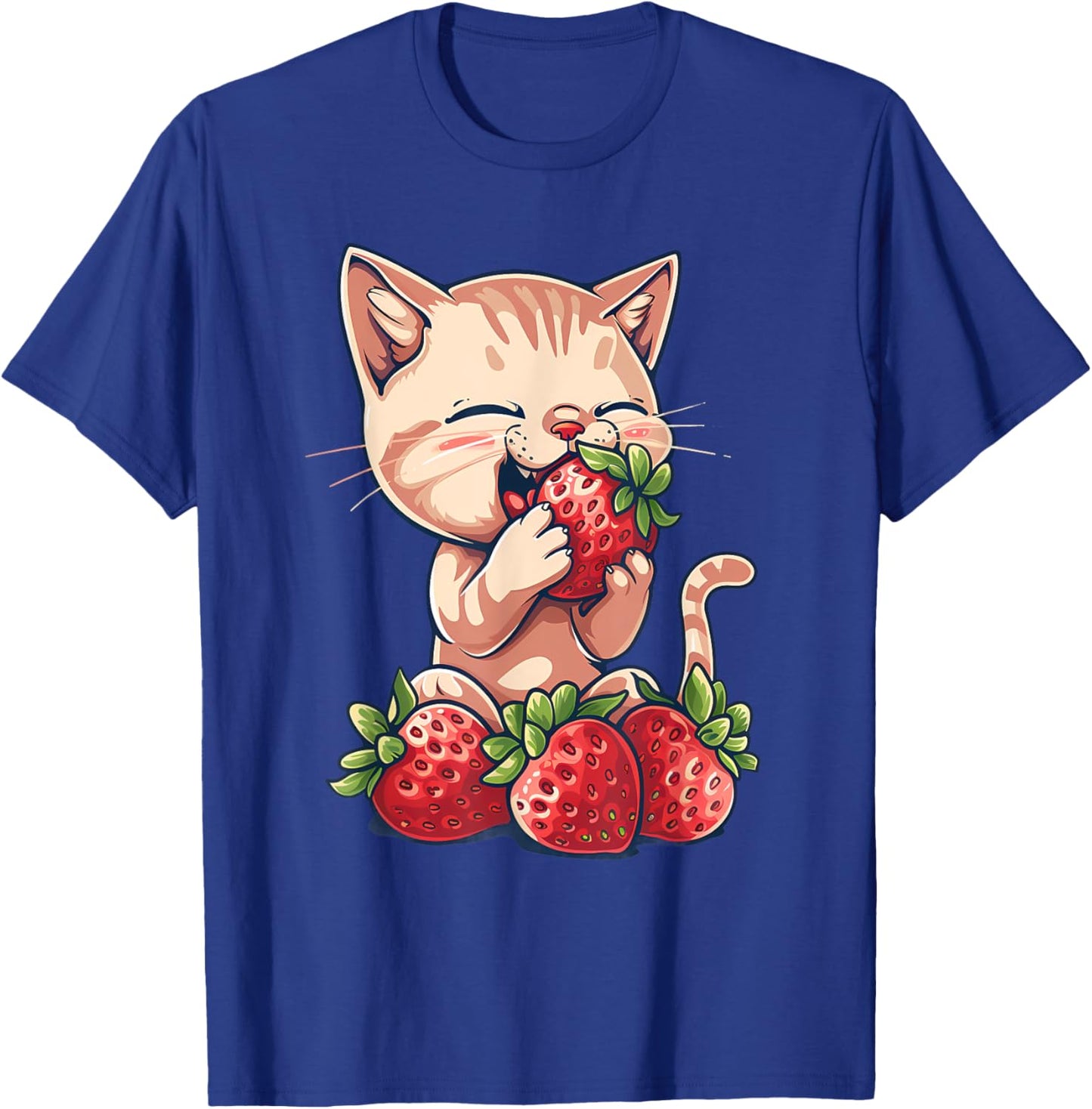 Strawberry Cat Watercolor Strawberry Fruit Cat Drawing Men Women Girls Kids T-Shirt - T-Shirt | Royal