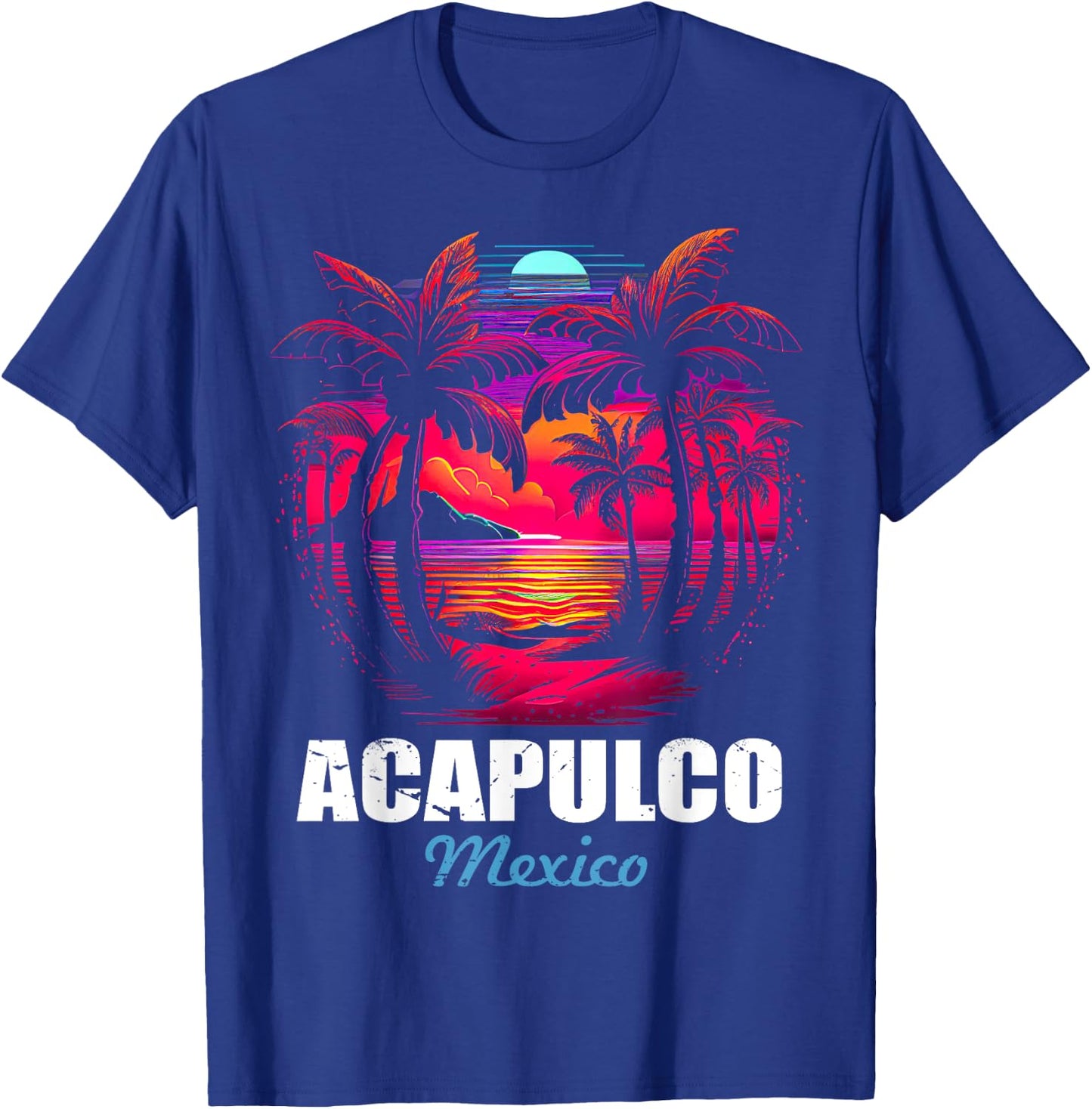 Retro Acapulco Mexico Sunset Vintage Vacation Souvenir T-Shirt - T-Shirt | Royal