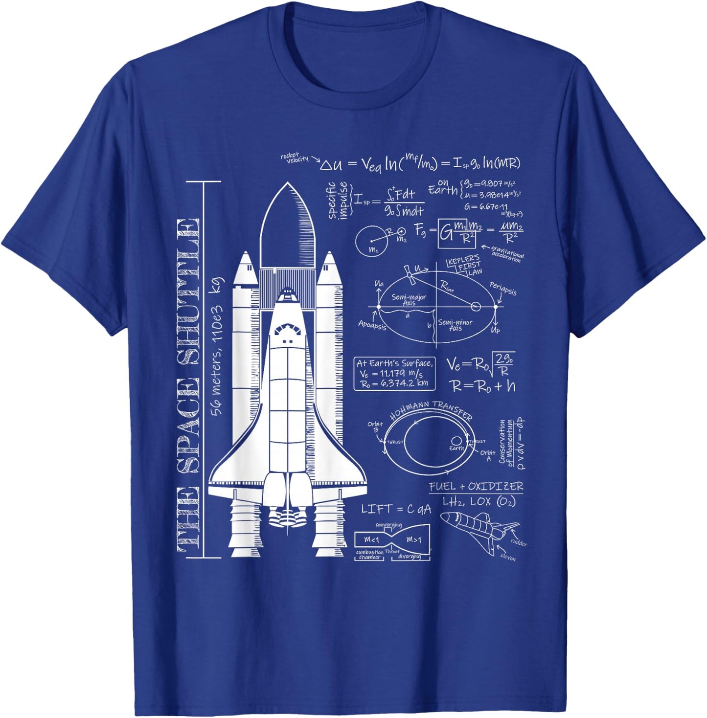 Space Shuttle STS Rocket Science Equations T-Shirt - T-Shirt | Royal