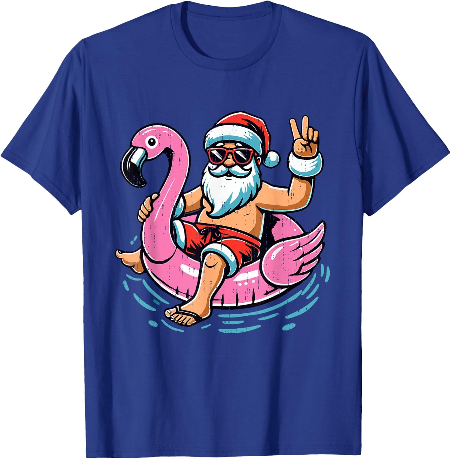 Christmas in July Shirt Boys Kids Santa Flamingo Summer Xmas T-Shirt - T-Shirt | Royal