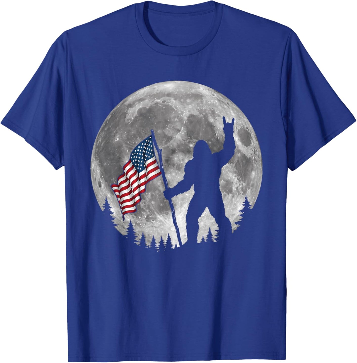 4th of July Bigfoot Sasquatch American Flag Patriotic Men T-Shirt - T-Shirt | Royal