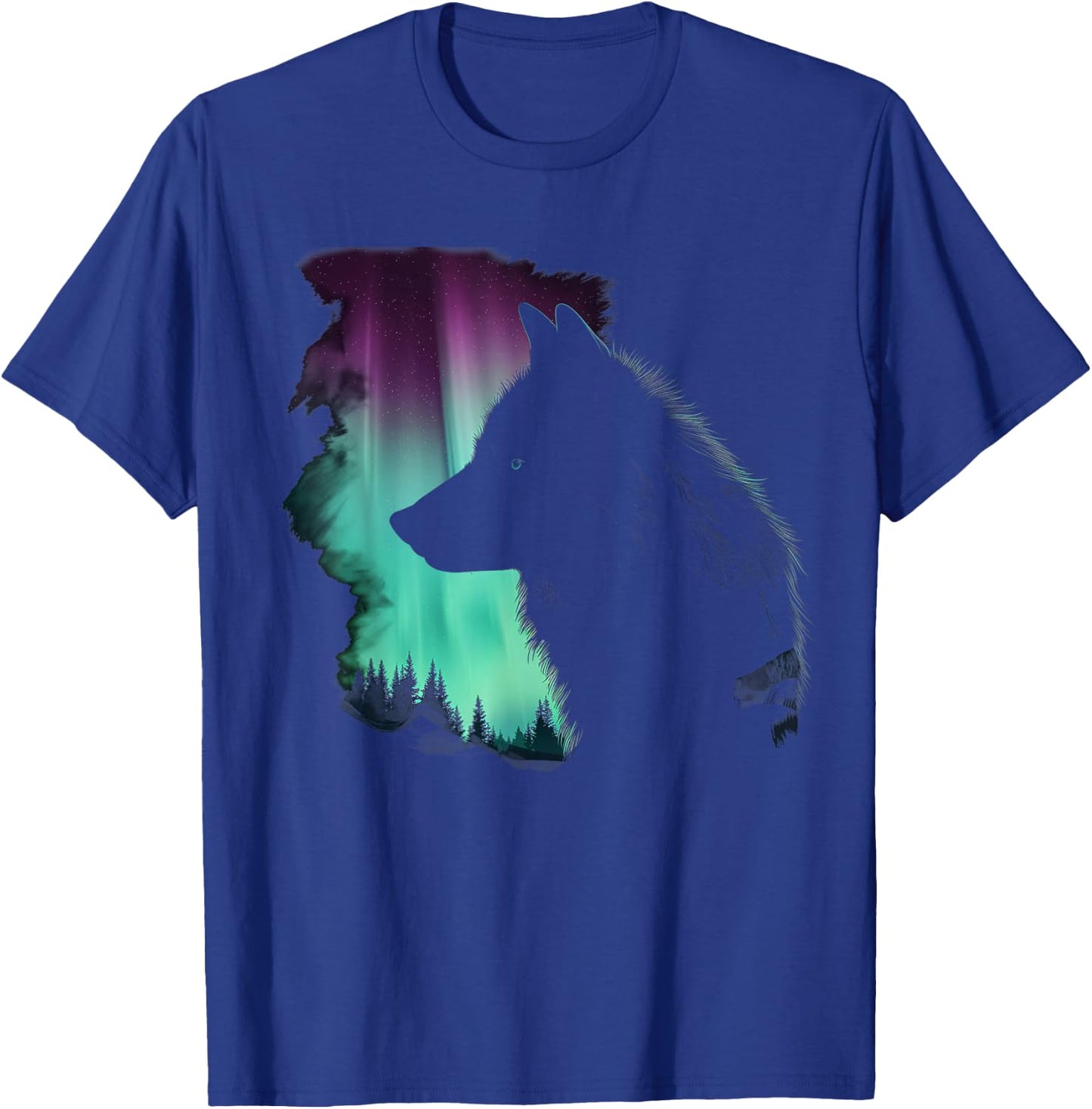 Wolf Northern Light Winter Arctic Nature Wolf Lover T-Shirt - T-Shirt | Royal
