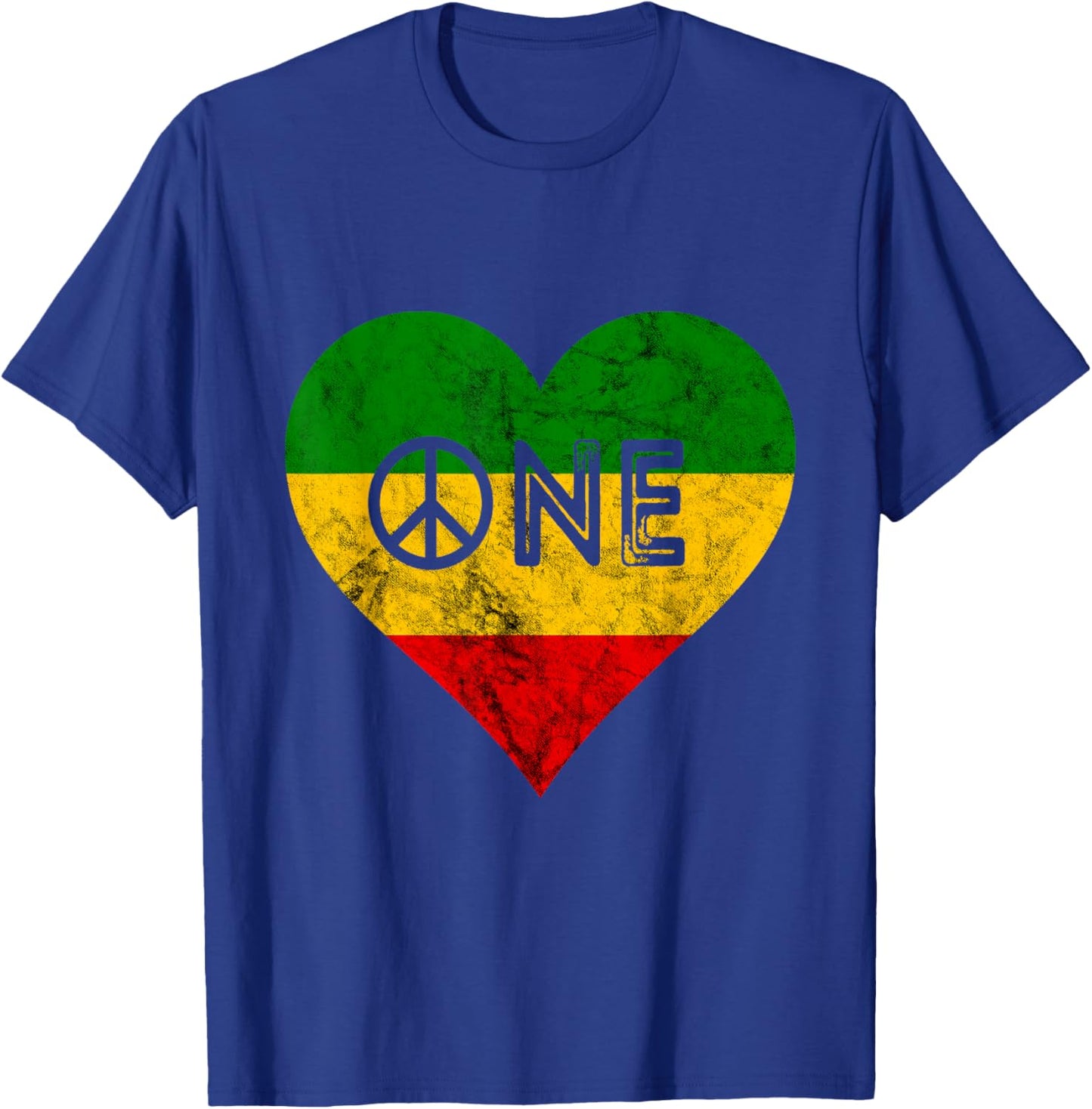 Reggae Heart One Pride Love Rasta Reggae Music Rastafarian T-Shirt - T-Shirt | Royal