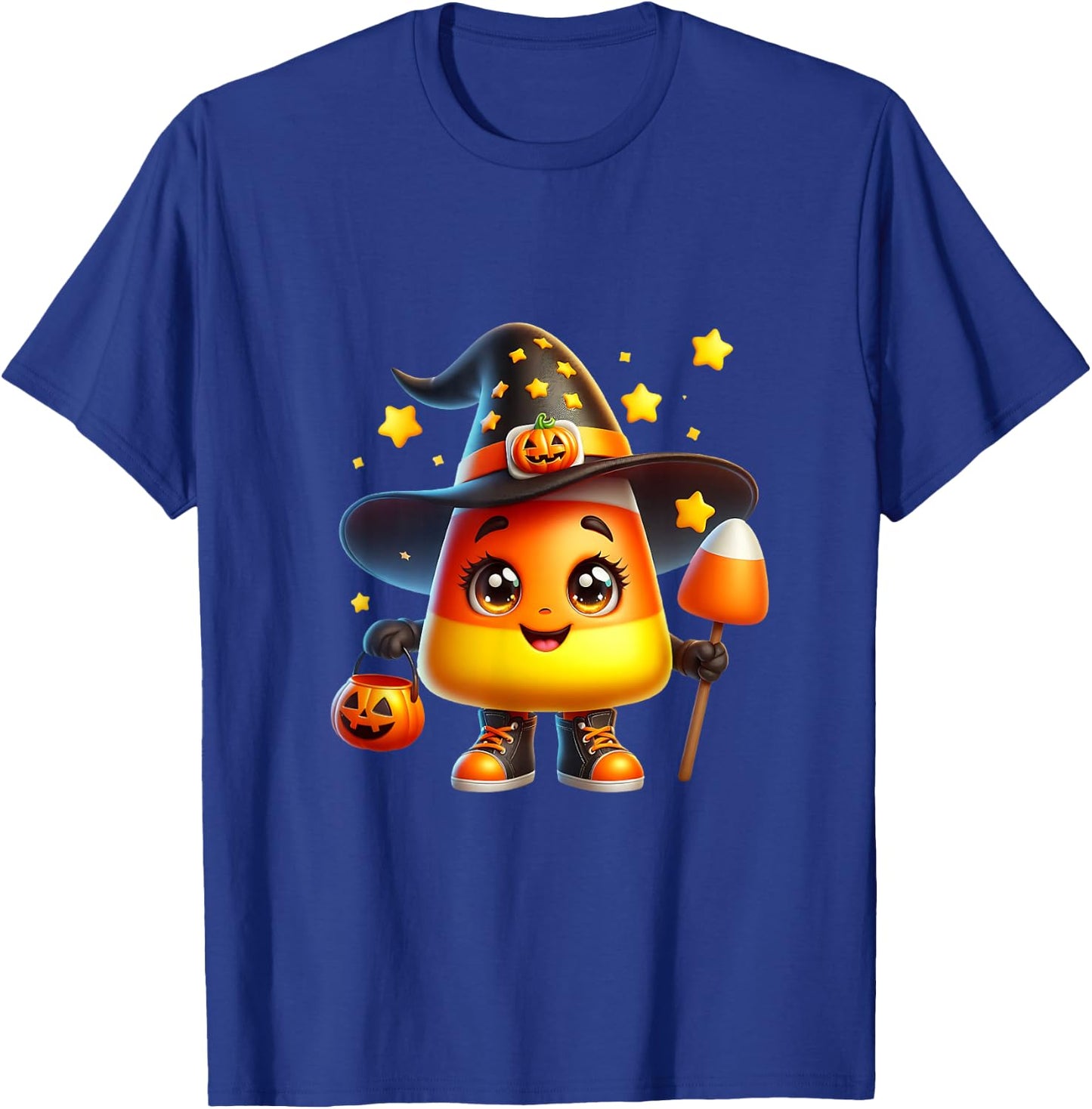 Cute Candy Corn Witch Halloween Costume Autumn Magic Stars T-Shirt - T-Shirt | Royal