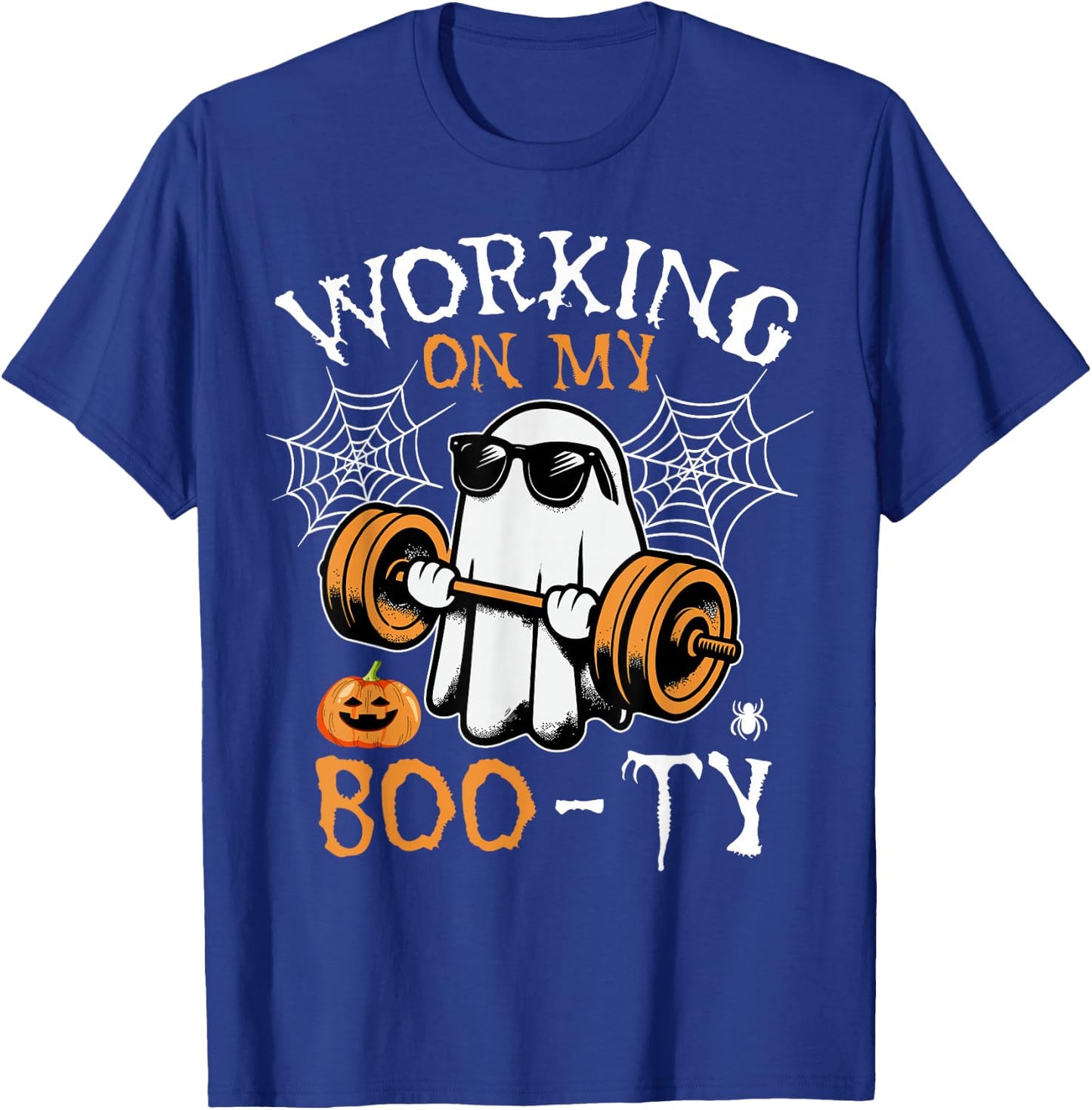 Funny Halloween Workout Gym Working On My Boo-Ty Men Women T-Shirt - T-Shirt | Royal