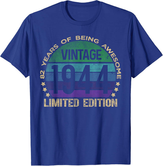 82 Year Old Gifts Vintage 1944 Limited Edition 82nd Birthday T-Shirt - T-Shirt | Royal