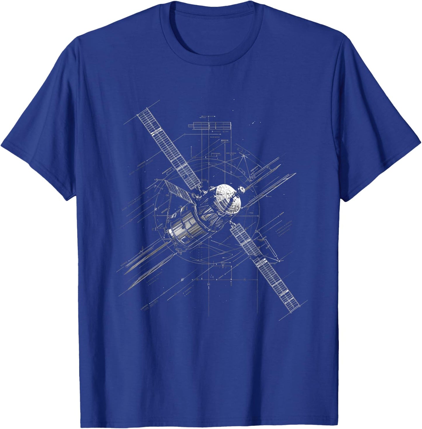 Satellite Technical Drawing T-Shirt - T-Shirt | Royal