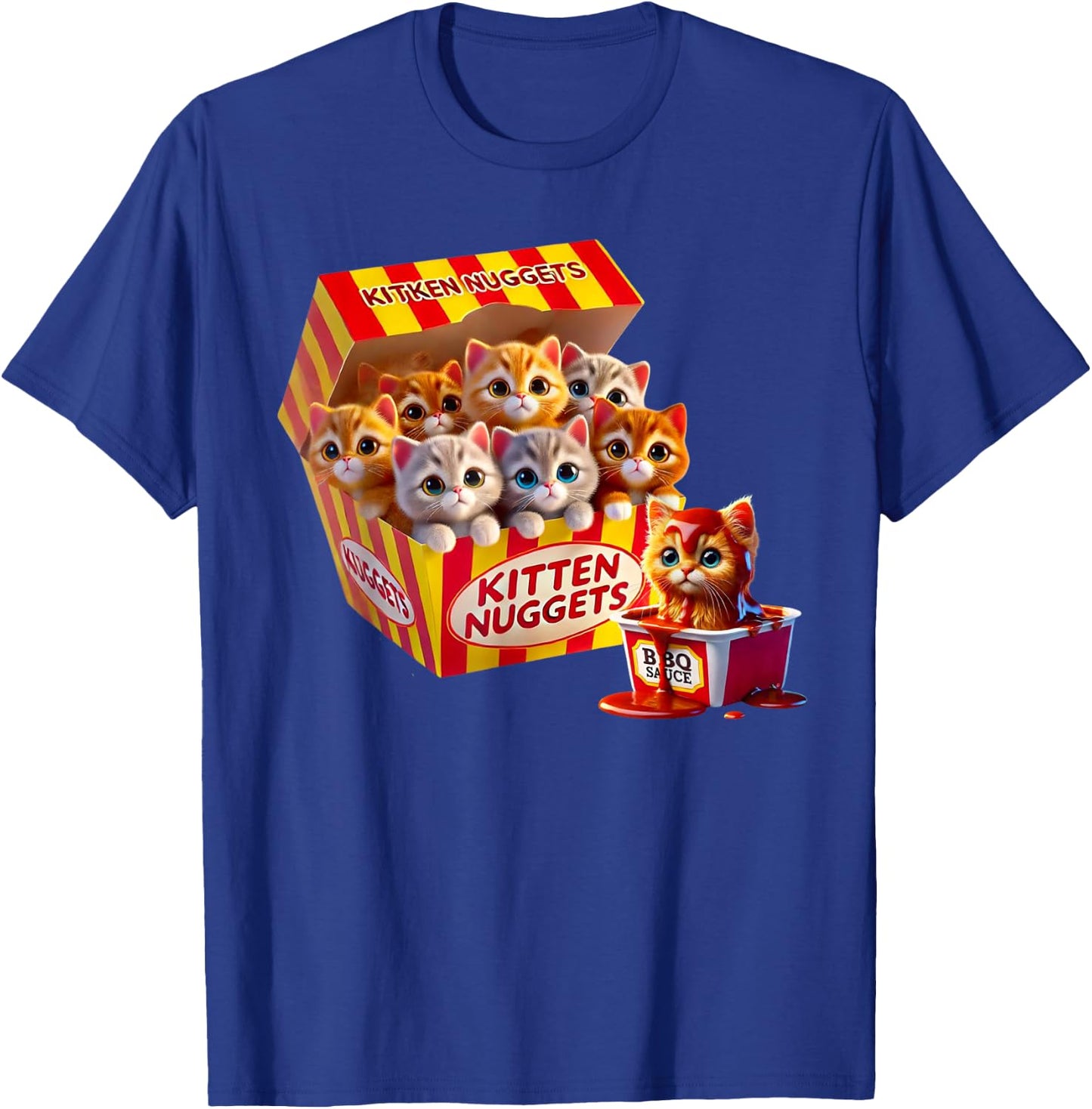 Funny Cat Owner Cute Gifts Kitten Nuggets Cat Lover Gift Food Pun Chicken Nuggets T-Shirt - T-Shirt | Royal