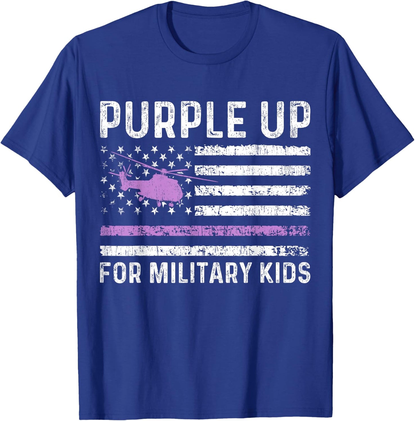 Purple Up For Military Kids - Month Military Child USA Flag T-Shirt - T-Shirt | Royal