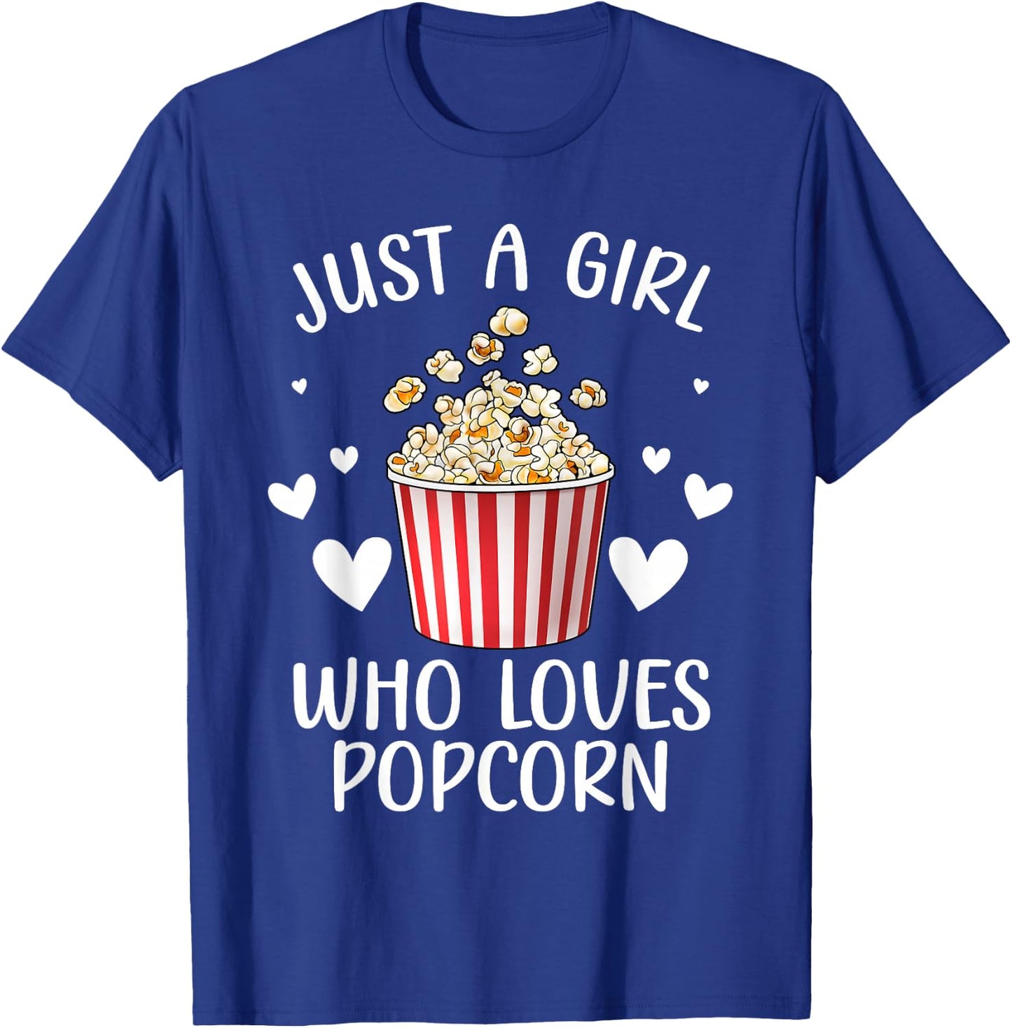 Funny Popcorn Art Girls Women Kids Popcorn Corn Kernel Lover T-Shirt - T-Shirt | Royal