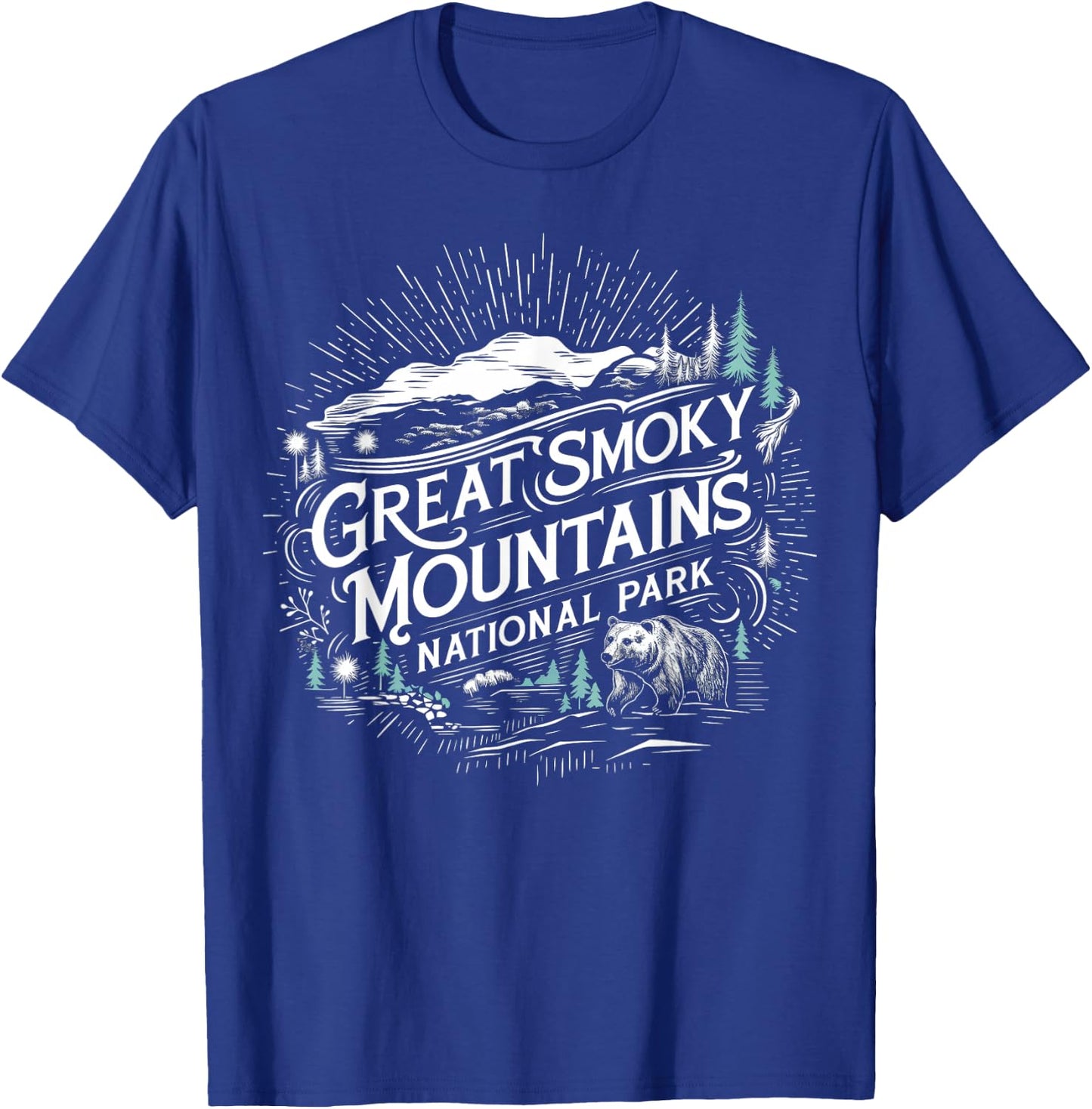 Retro Great Smoky Mountains National Park Hiking T-Shirt - T-Shirt | Royal