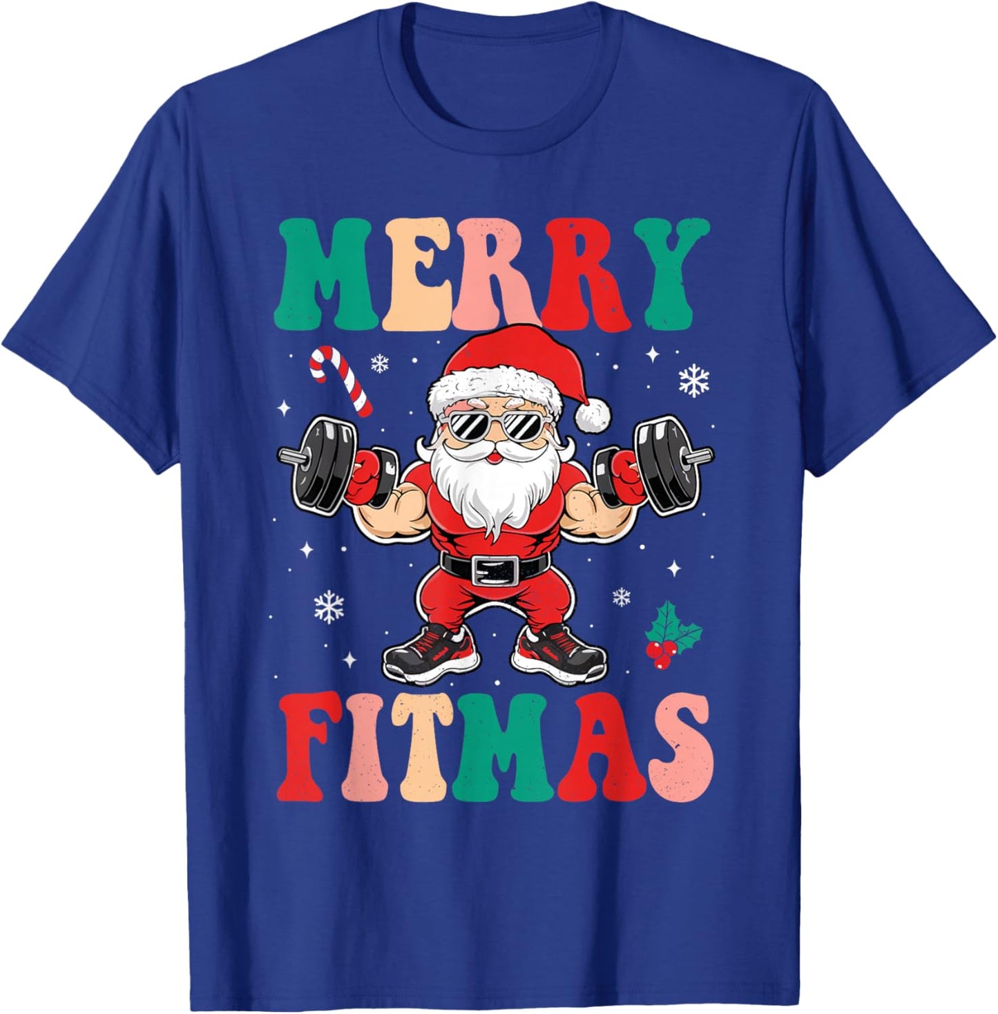 Christmas Santa Xmas Fitness Merry Fitmas Men Women T-Shirt - T-Shirt | Royal