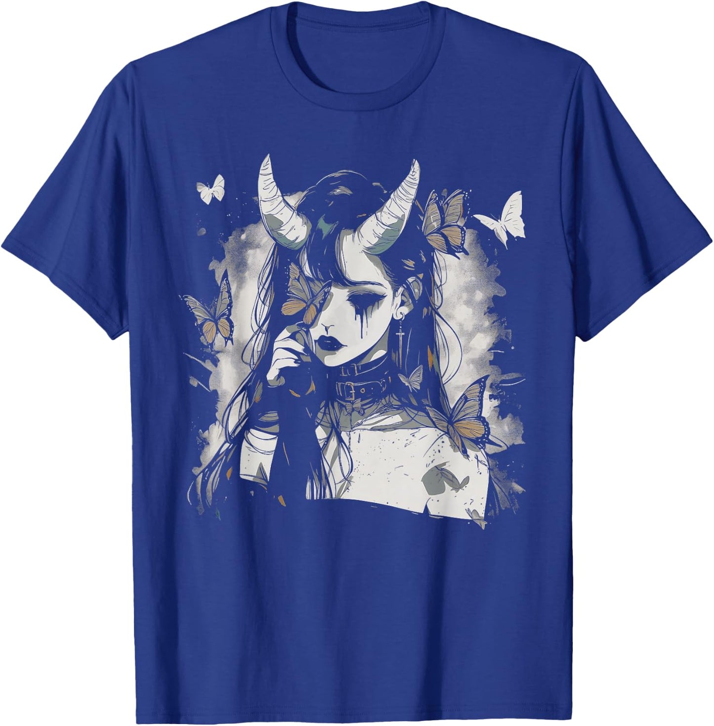 Butterfly Girl Sad Goth Anime Alt Alternative Art Aesthetic T-Shirt - T-Shirt | Royal