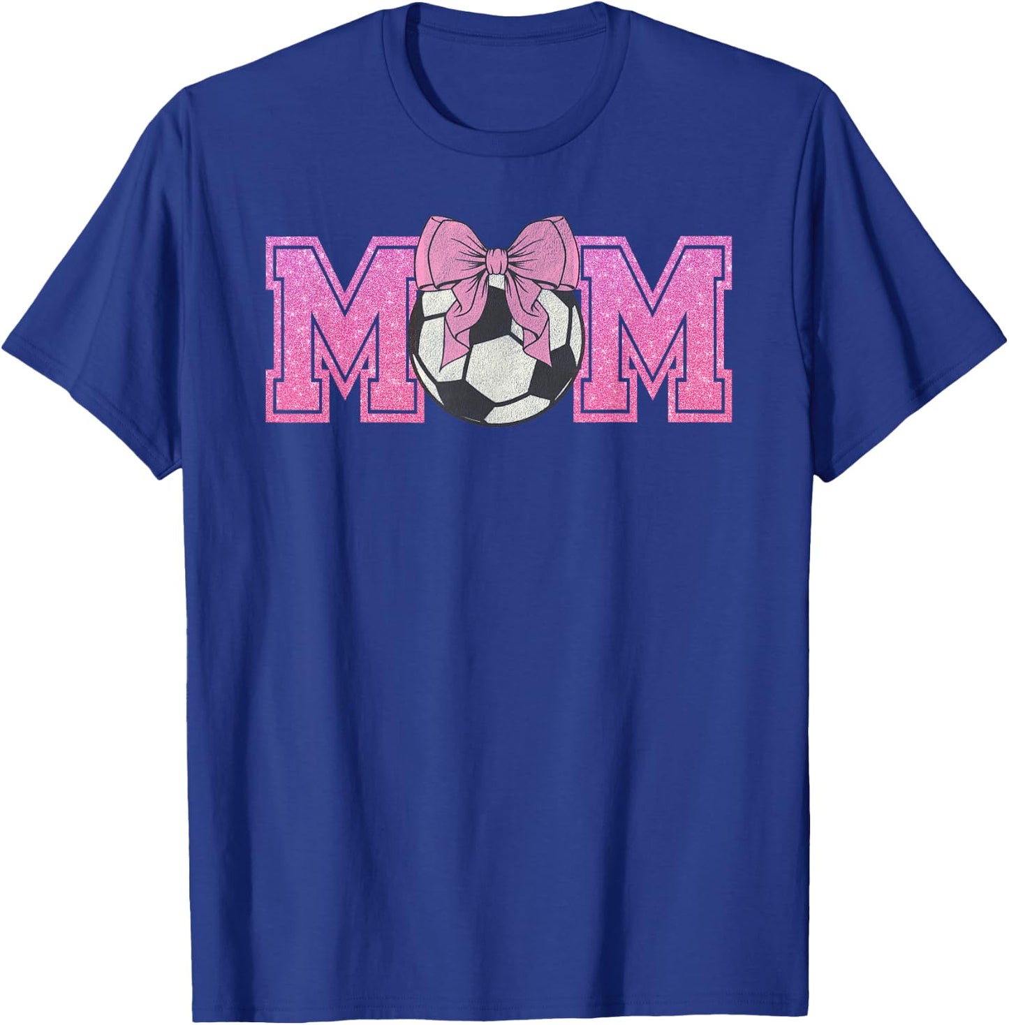 Soccer Mom Coquette Pink Bow Mothers Day Football Mama T-Shirt - T-Shirt | Royal