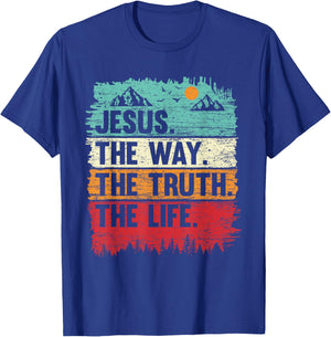 Boys Jesus Shirt The Way Truth Life Kids Christian Worship T-Shirt - T-Shirt | Royal