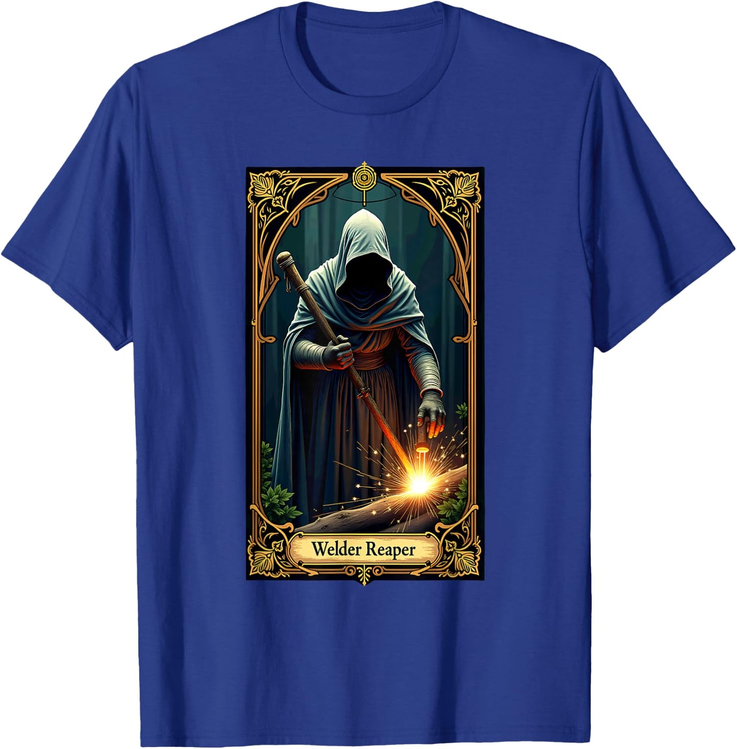 Halloween Tarot Card Skeleton Welding Welder Reaper T-Shirt - T-Shirt | Royal